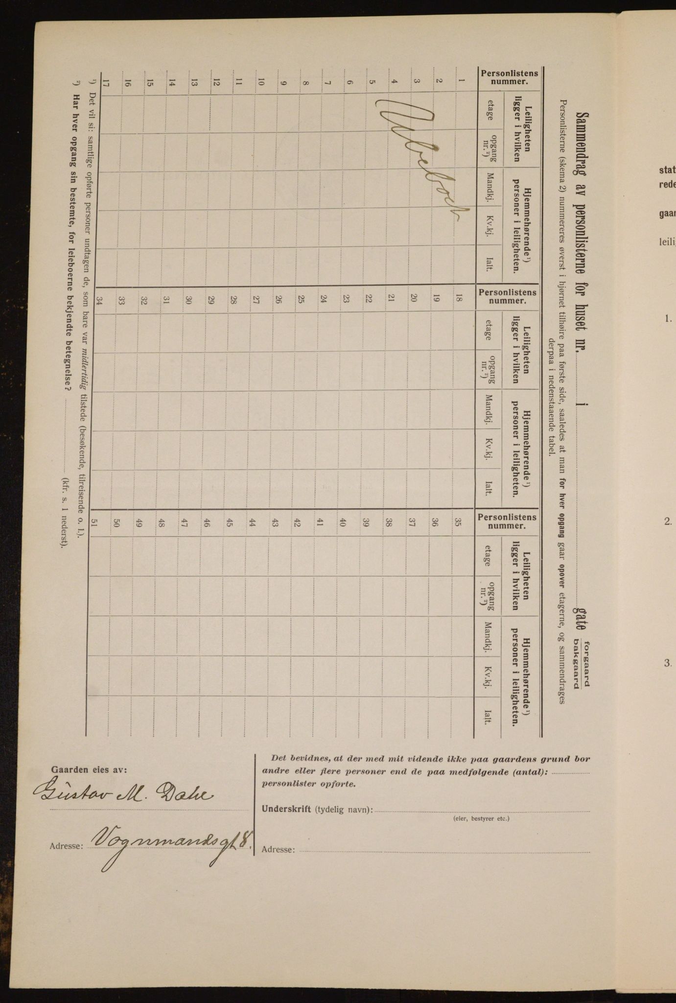 OBA, Kommunal folketelling 1.2.1912 for Kristiania, 1912, s. 83039