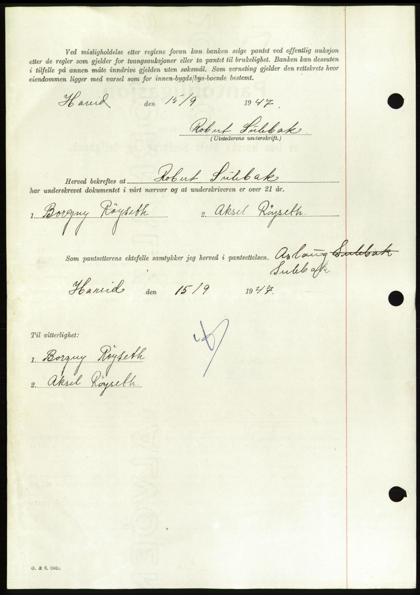 Søre Sunnmøre sorenskriveri, AV/SAT-A-4122/1/2/2C/L0115: Pantebok nr. 3B, 1947-1948, Dagboknr: 1367/1947