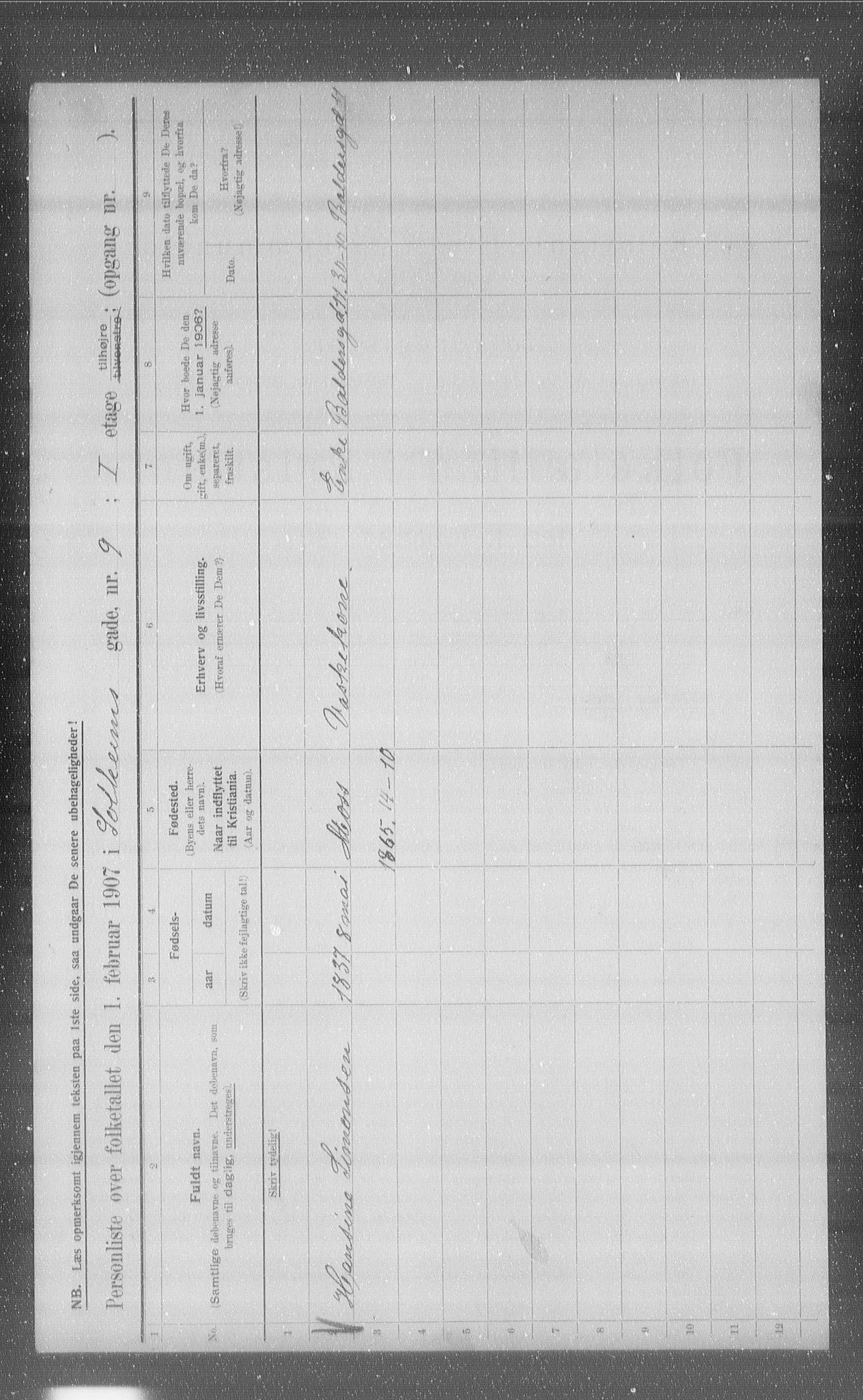 OBA, Kommunal folketelling 1.2.1907 for Kristiania kjøpstad, 1907, s. 50887