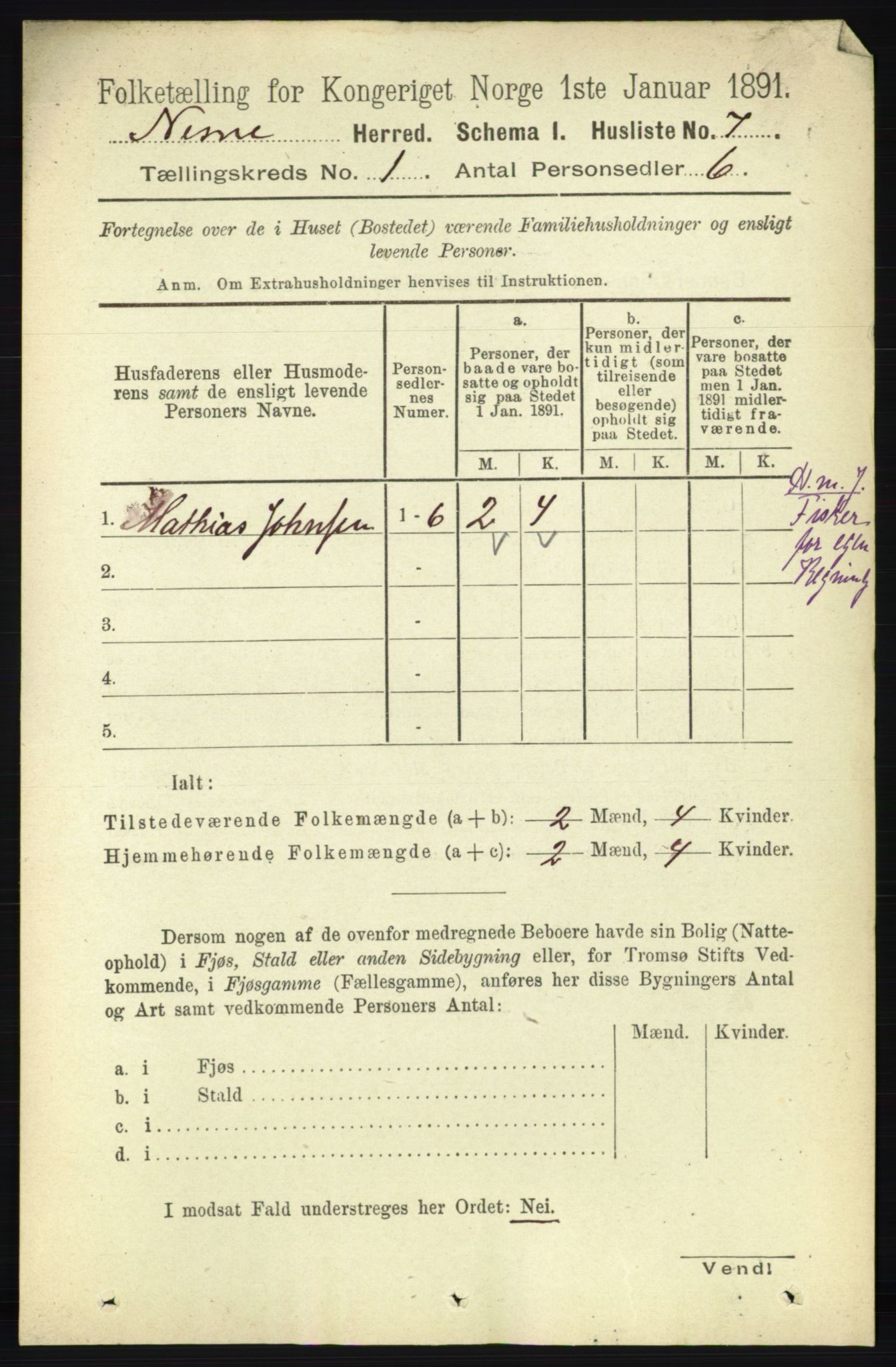 RA, Folketelling 1891 for 1828 Nesna herred, 1891, s. 25