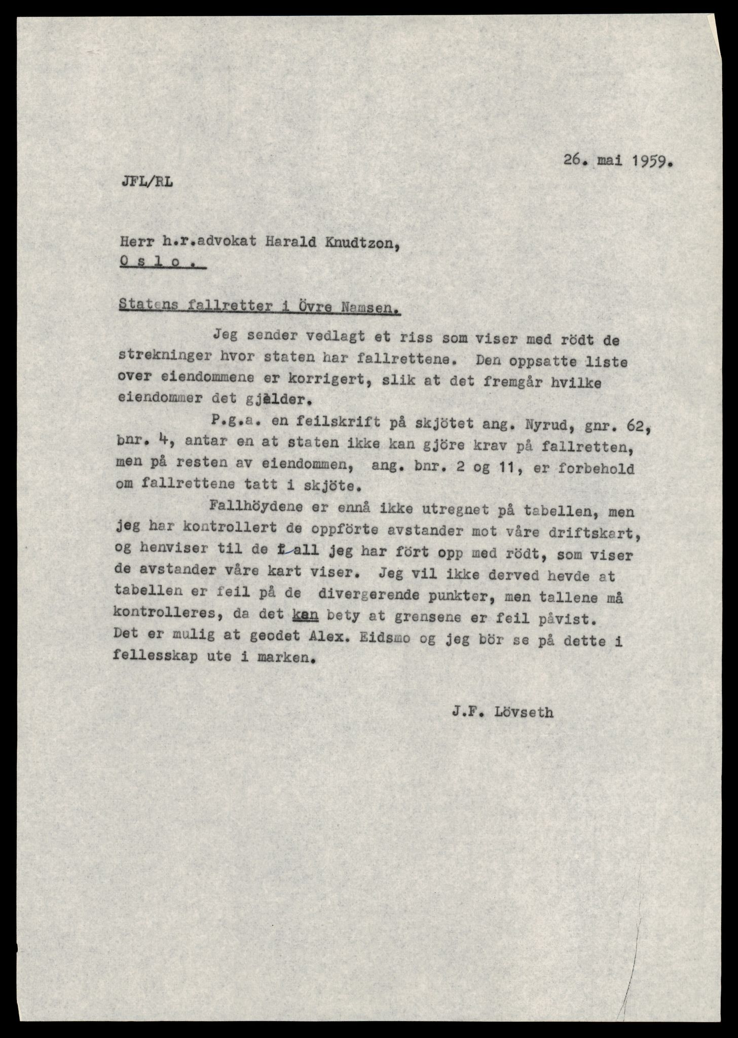 Statskog Trøndelag / Møre, AV/SAT-A-4532/1/D/Da/L0336/0007: Sakarkiv / Vassdragsreguleringer m.m. - Kraftverkene Øvre Namsen, diverse (grunnerstatninger), 1957-1963, s. 34