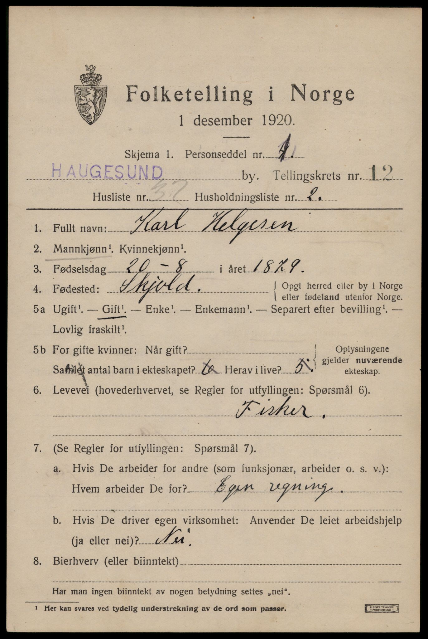 SAST, Folketelling 1920 for 1106 Haugesund kjøpstad, 1920, s. 38565