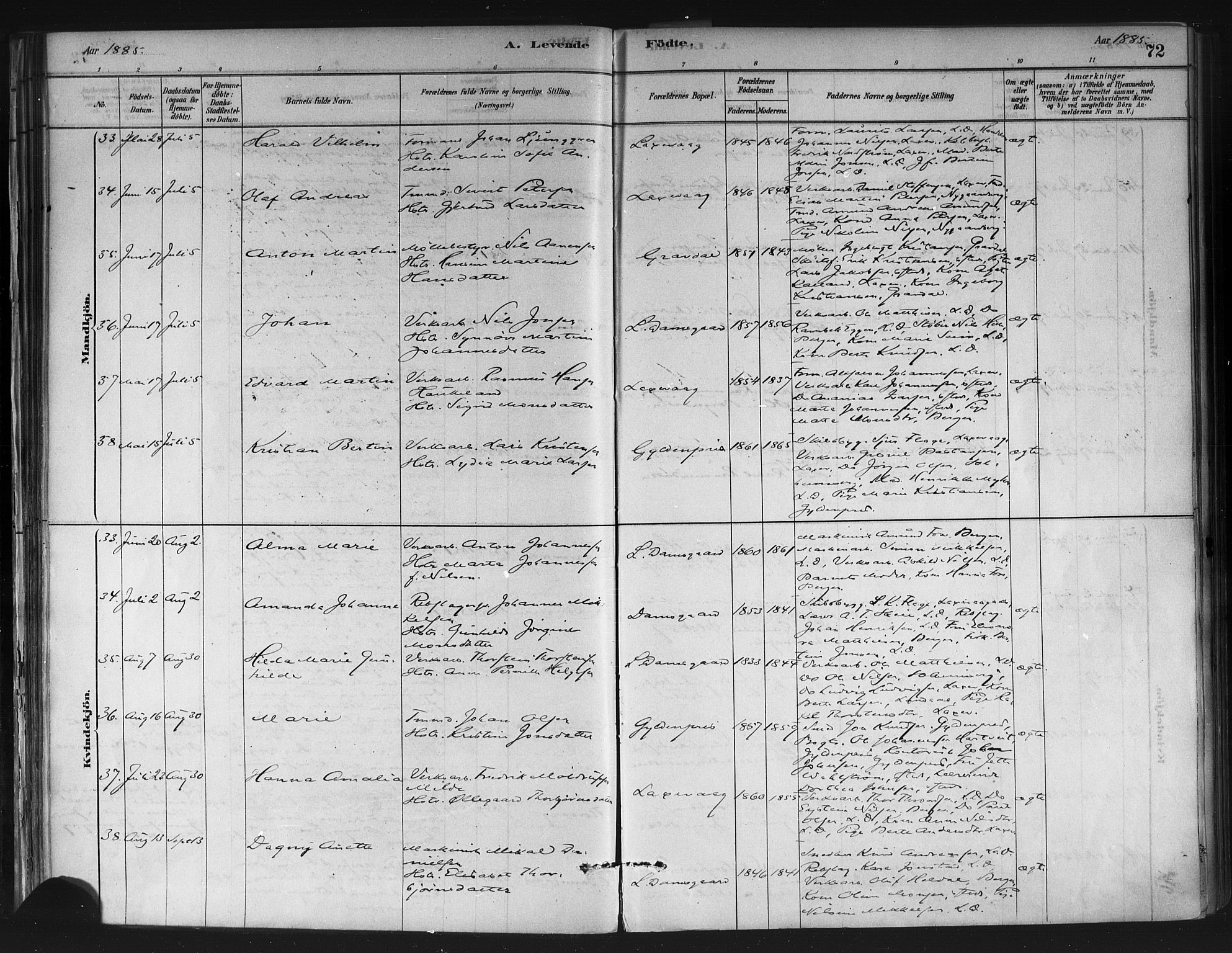 Askøy Sokneprestembete, AV/SAB-A-74101/H/Ha/Haa/Haae/L0002: Ministerialbok nr. E 2, 1878-1891, s. 72