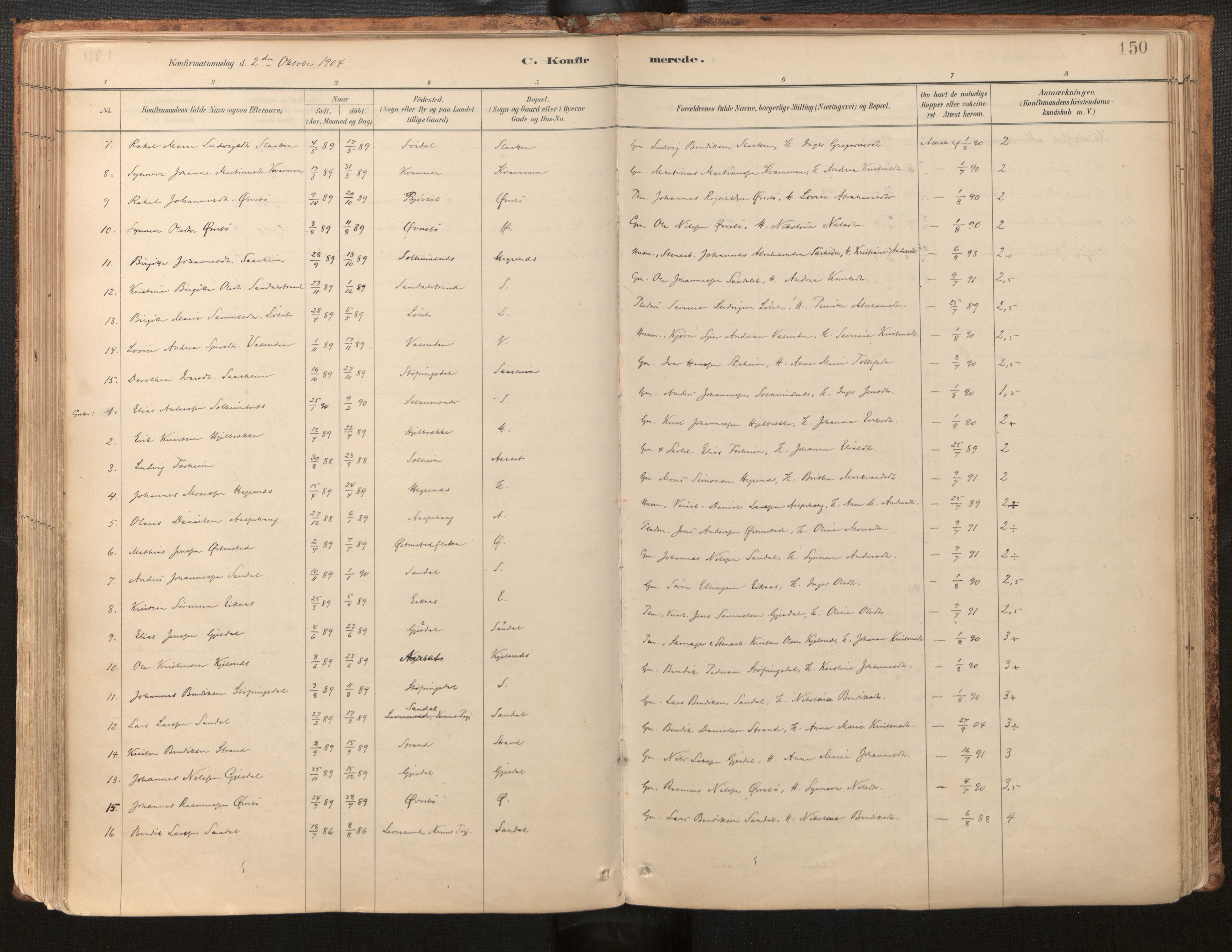 Jølster sokneprestembete, AV/SAB-A-80701/H/Haa/Haab/L0001: Ministerialbok nr. B 1, 1882-1930, s. 150