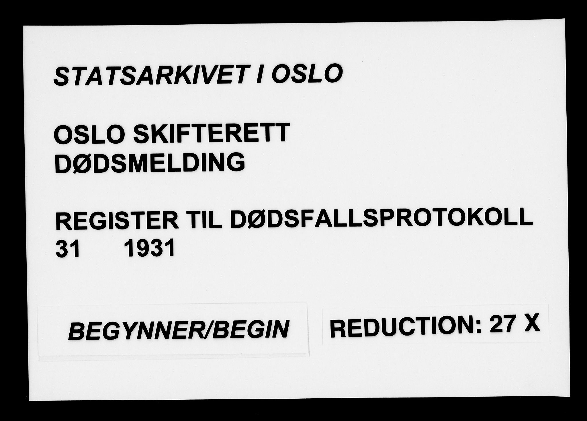 Oslo skifterett, SAO/A-10383/F/Fa/Faa/L0031: Navneregister, 1931