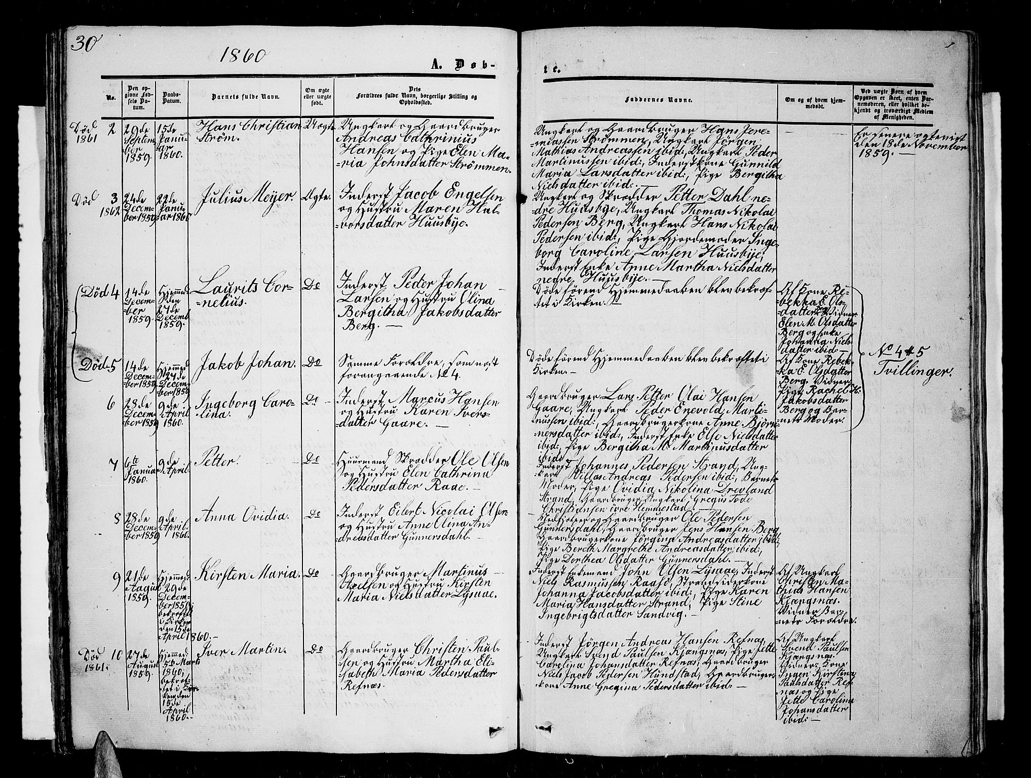 Kvæfjord sokneprestkontor, AV/SATØ-S-1323/G/Ga/Gab/L0003klokker: Klokkerbok nr. 3, 1856-1870, s. 30