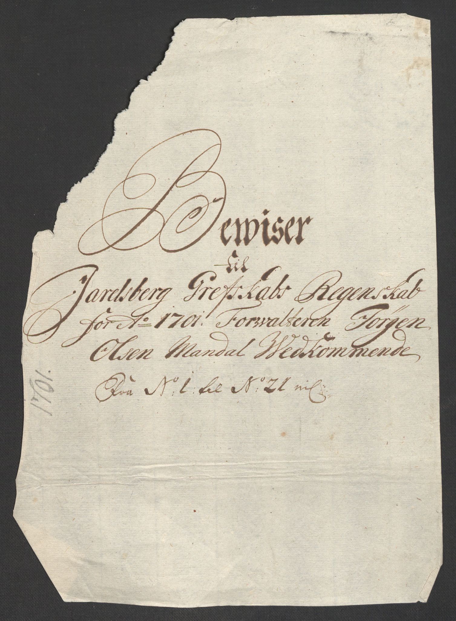 Rentekammeret inntil 1814, Reviderte regnskaper, Fogderegnskap, RA/EA-4092/R32/L1869: Fogderegnskap Jarlsberg grevskap, 1700-1701, s. 175