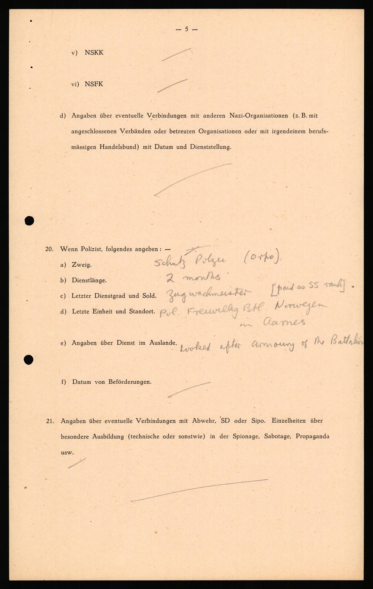 Forsvaret, Forsvarets overkommando II, AV/RA-RAFA-3915/D/Db/L0037: CI Questionaires. Tyske okkupasjonsstyrker i Norge. Tyskere., 1945-1946, s. 93