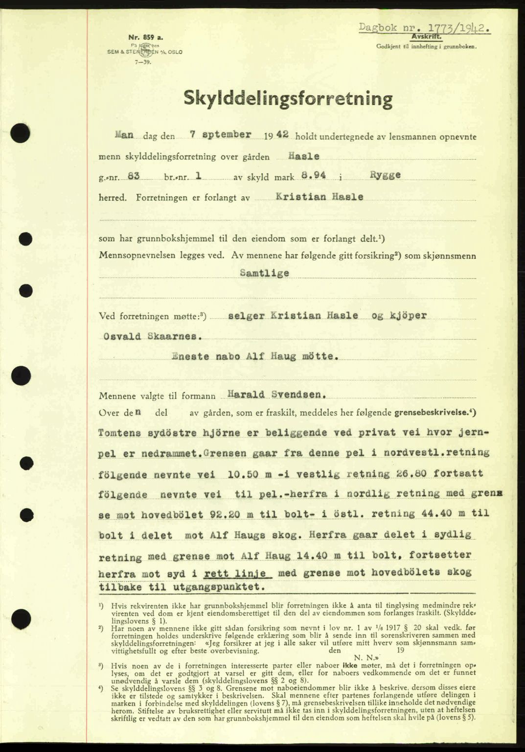 Moss sorenskriveri, SAO/A-10168: Pantebok nr. A10, 1942-1943, Dagboknr: 1773/1942
