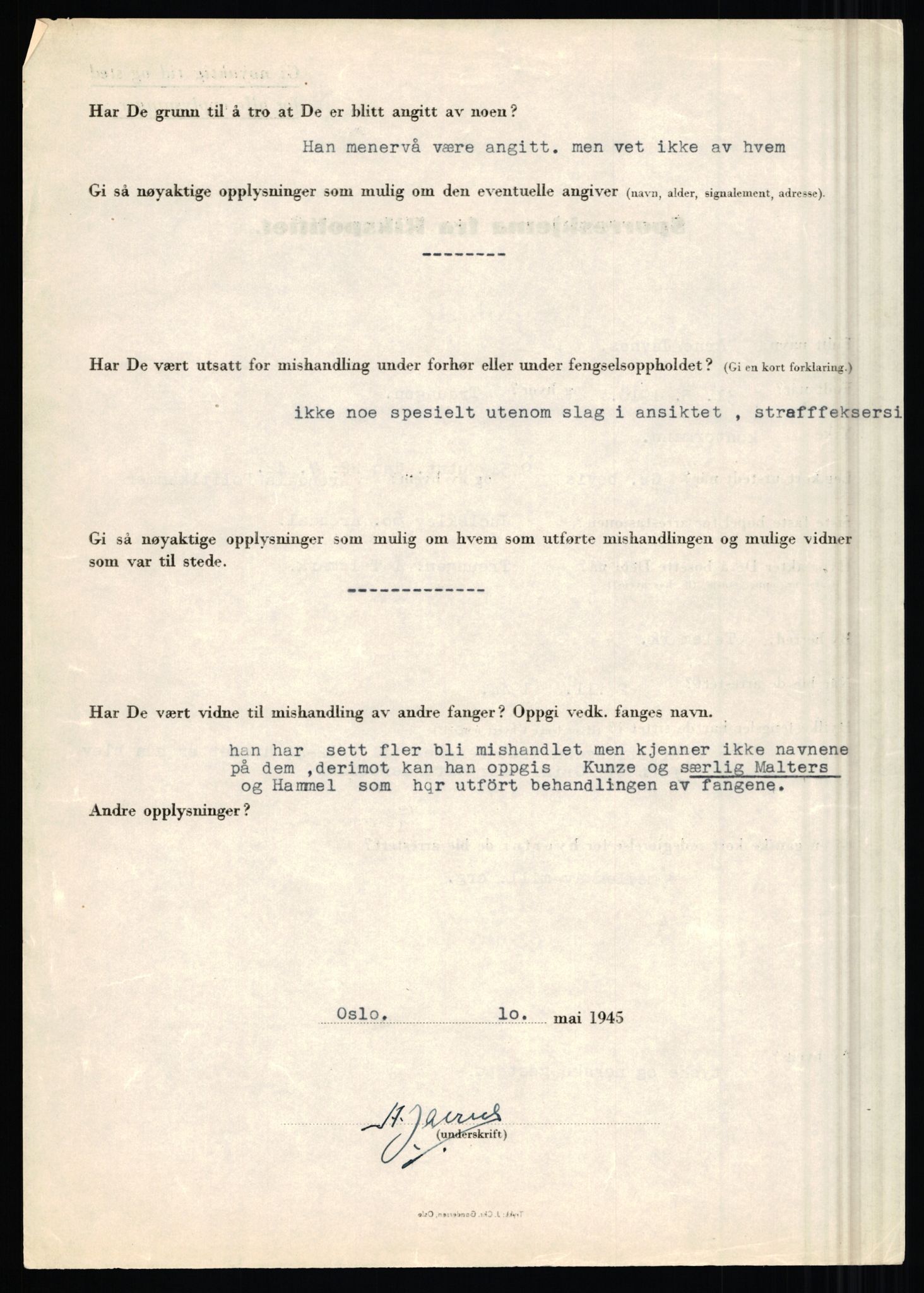 Rikspolitisjefen, AV/RA-S-1560/L/L0008: Jaffe, Bernhard - Karset, Helge Hafsahl, 1940-1945, s. 210