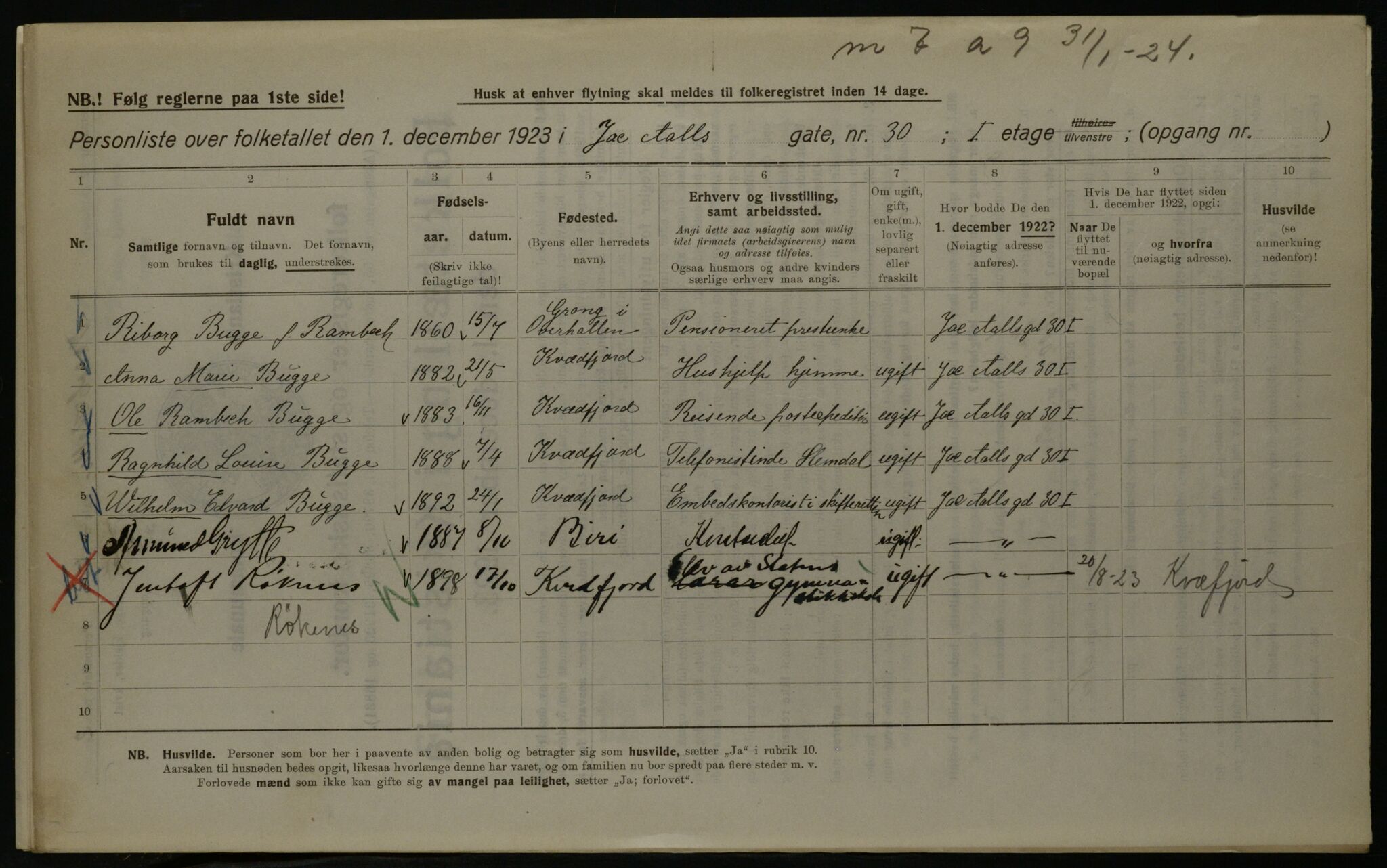 OBA, Kommunal folketelling 1.12.1923 for Kristiania, 1923, s. 50351