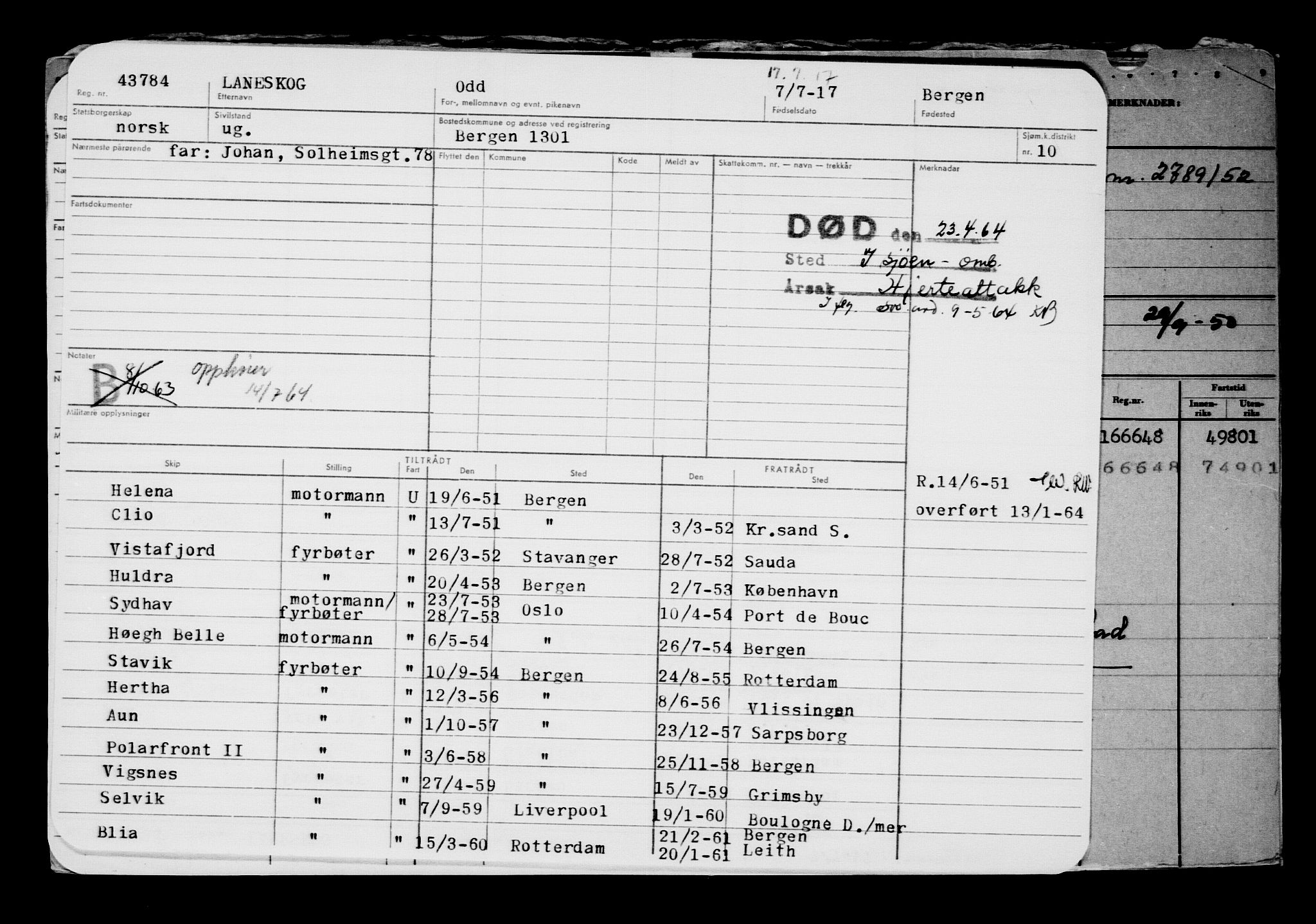 Direktoratet for sjømenn, AV/RA-S-3545/G/Gb/L0150: Hovedkort, 1917, s. 146