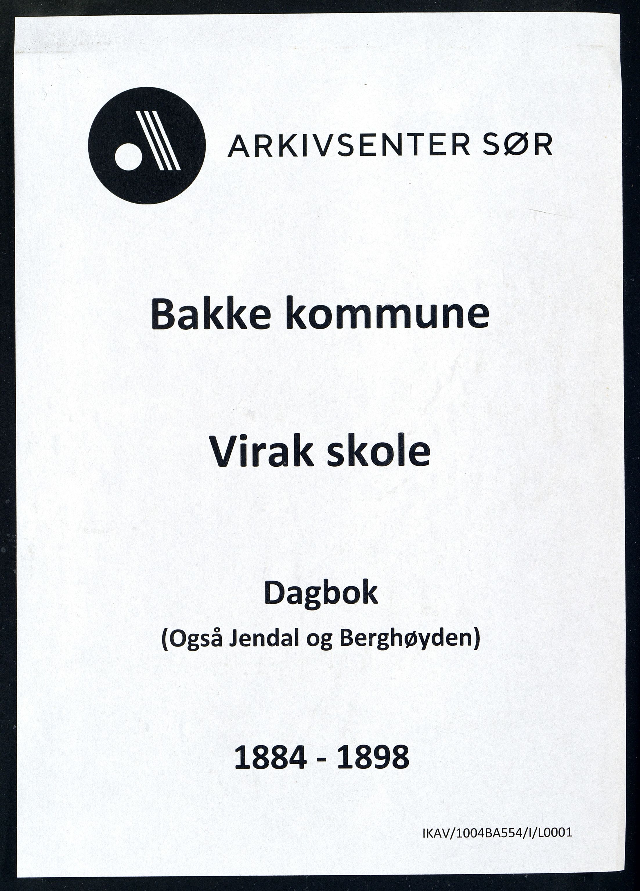 Bakke kommune - Virak Skole, ARKSOR/1004BA554/I/L0001: Dagbok, 1884-1898