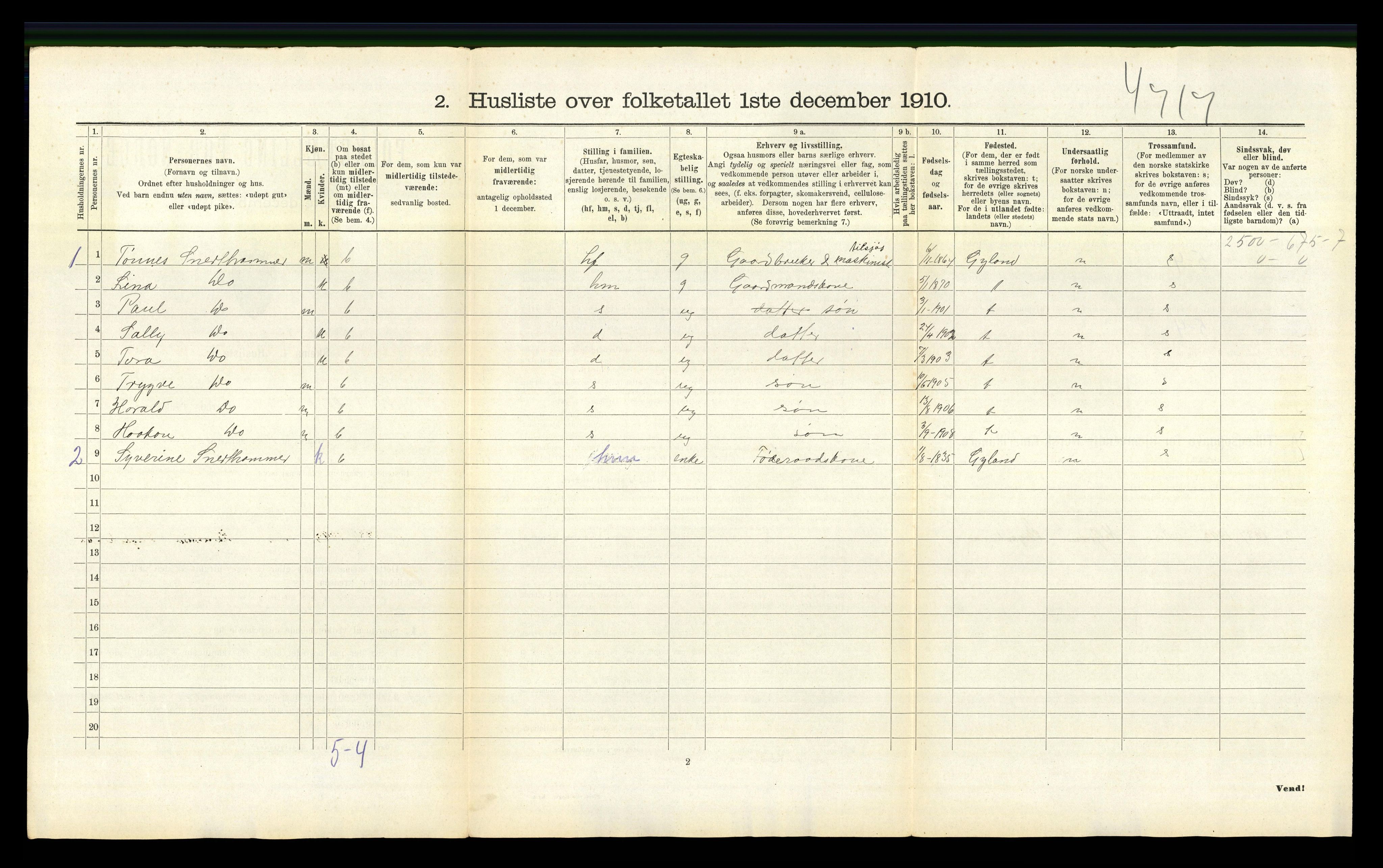 RA, Folketelling 1910 for 1043 Nes herred, 1910, s. 790