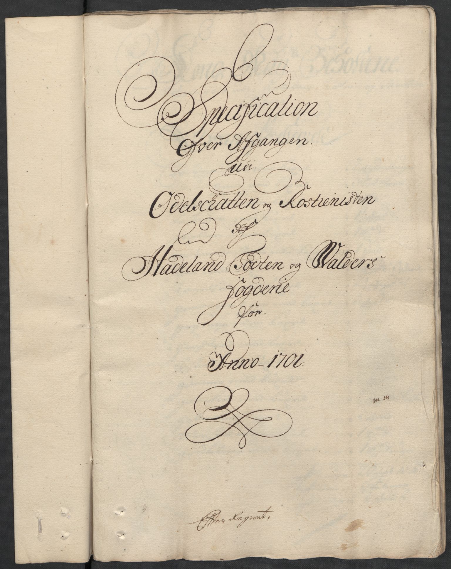 Rentekammeret inntil 1814, Reviderte regnskaper, Fogderegnskap, RA/EA-4092/R18/L1299: Fogderegnskap Hadeland, Toten og Valdres, 1701, s. 387