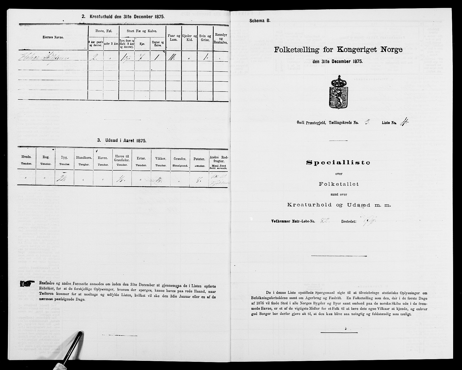 SAK, Folketelling 1875 for 0929P Åmli prestegjeld, 1875, s. 182