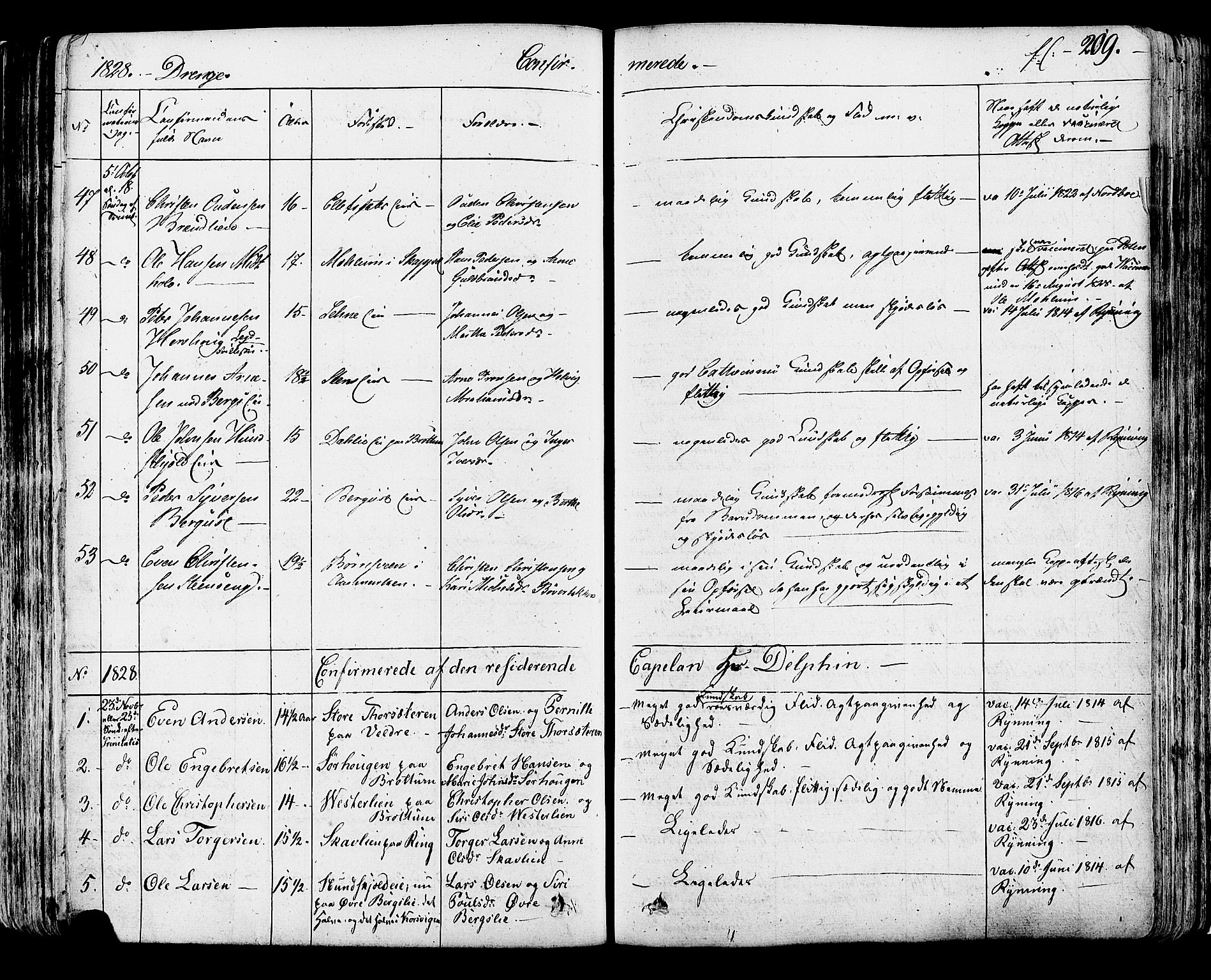 Ringsaker prestekontor, AV/SAH-PREST-014/K/Ka/L0007: Ministerialbok nr. 7A, 1826-1837, s. 209