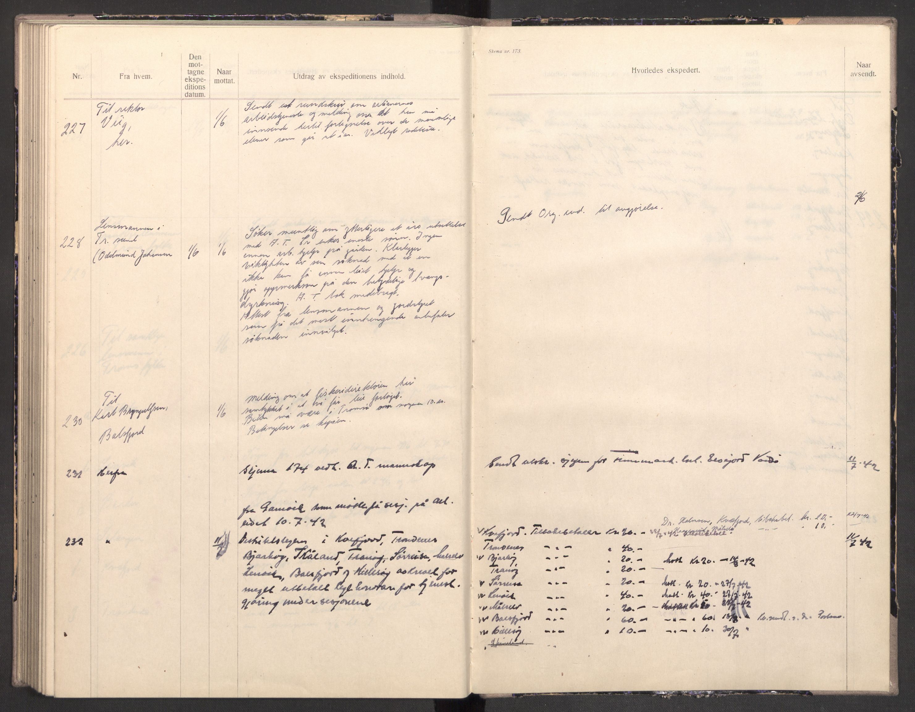 Norges arbeidstjeneste, RA/S-5014/C/Ca/L0001: Journal for utskrivning Nordland og Troms, 1940-1942, s. 193