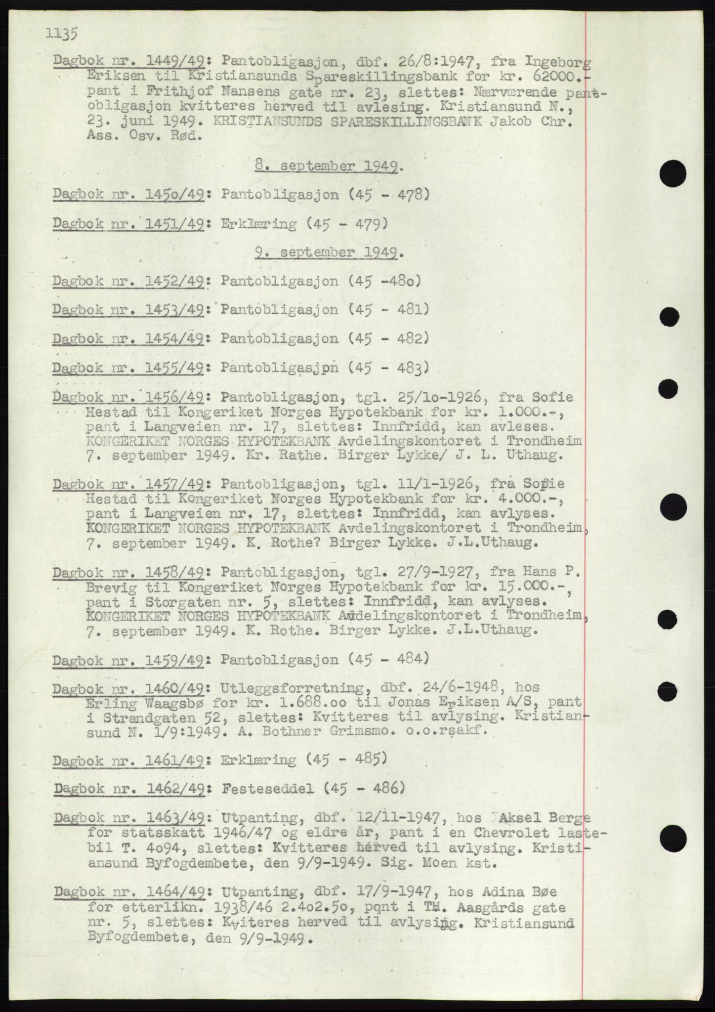 Kristiansund byfogd, AV/SAT-A-4587/A/27: Pantebok nr. 32b, 1945-1950, Dagboknr: 1449/1949