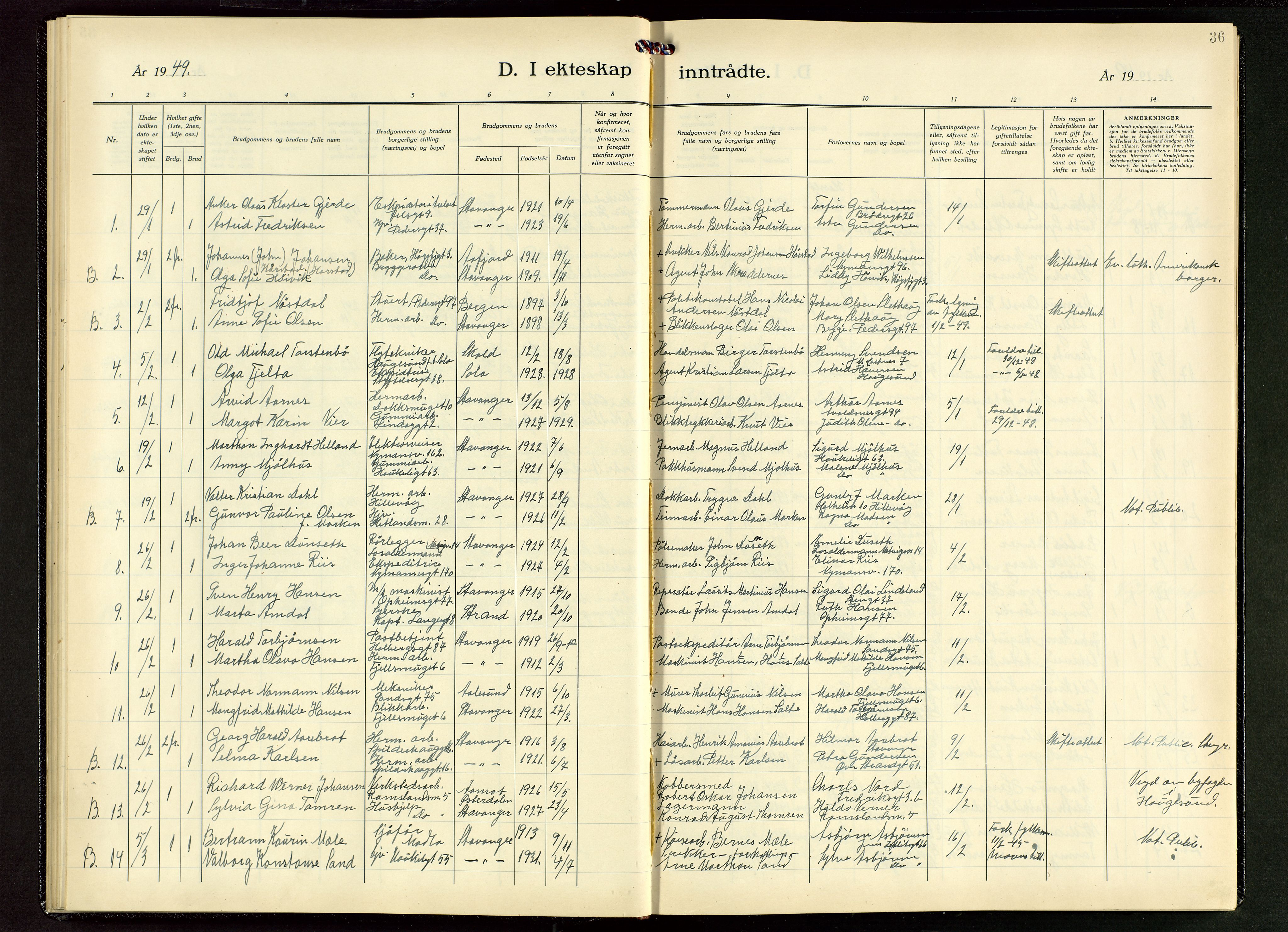 St. Johannes sokneprestkontor, AV/SAST-A-101814/001/30/30BB/L0011: Klokkerbok nr. B 11, 1946-1950, s. 36