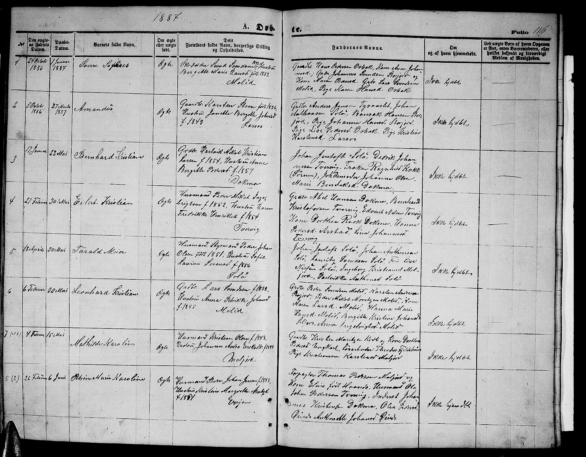 Ministerialprotokoller, klokkerbøker og fødselsregistre - Nordland, SAT/A-1459/846/L0653: Klokkerbok nr. 846C03, 1872-1887, s. 116