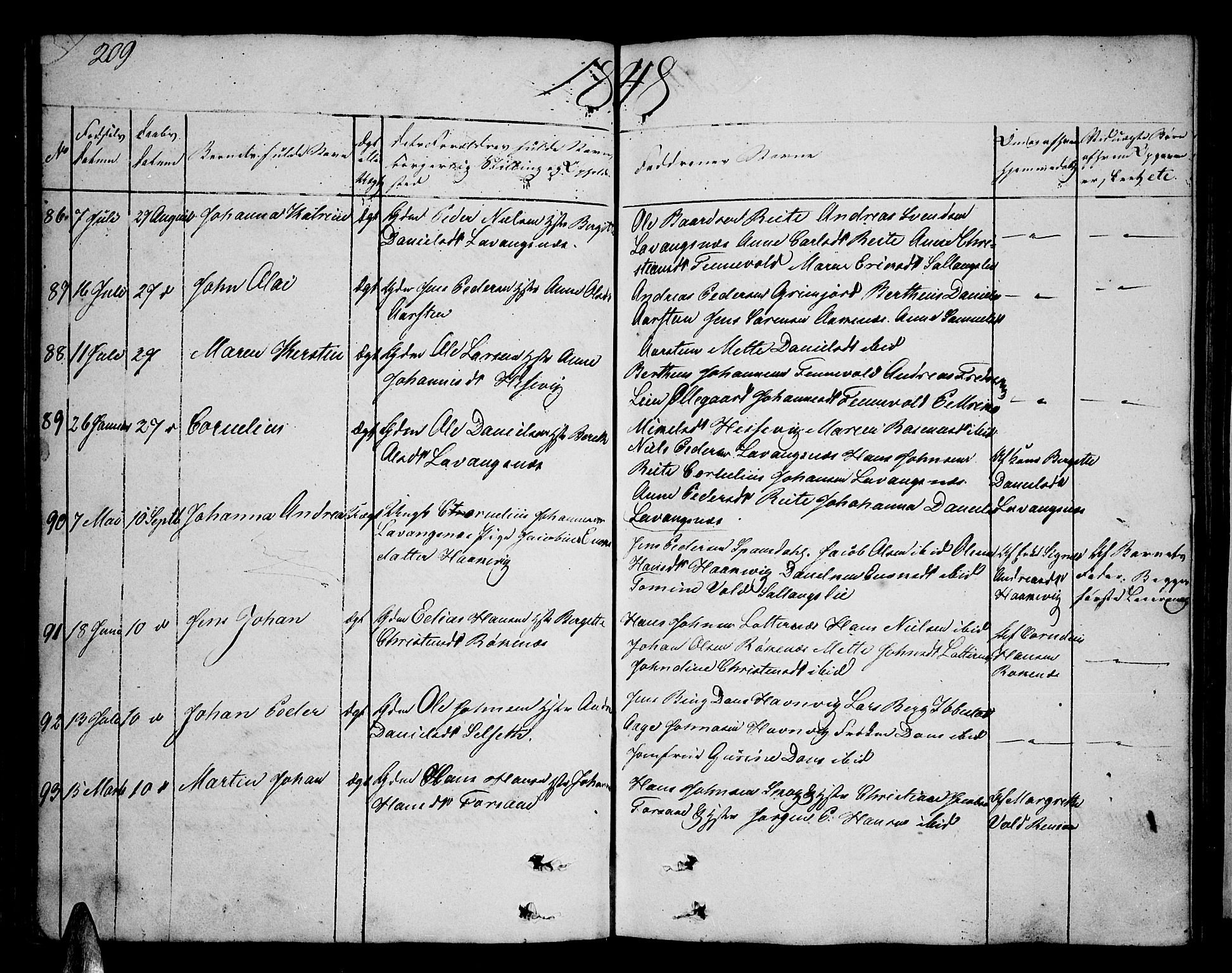 Ibestad sokneprestembete, AV/SATØ-S-0077/H/Ha/Hab/L0003klokker: Klokkerbok nr. 3, 1833-1852, s. 209