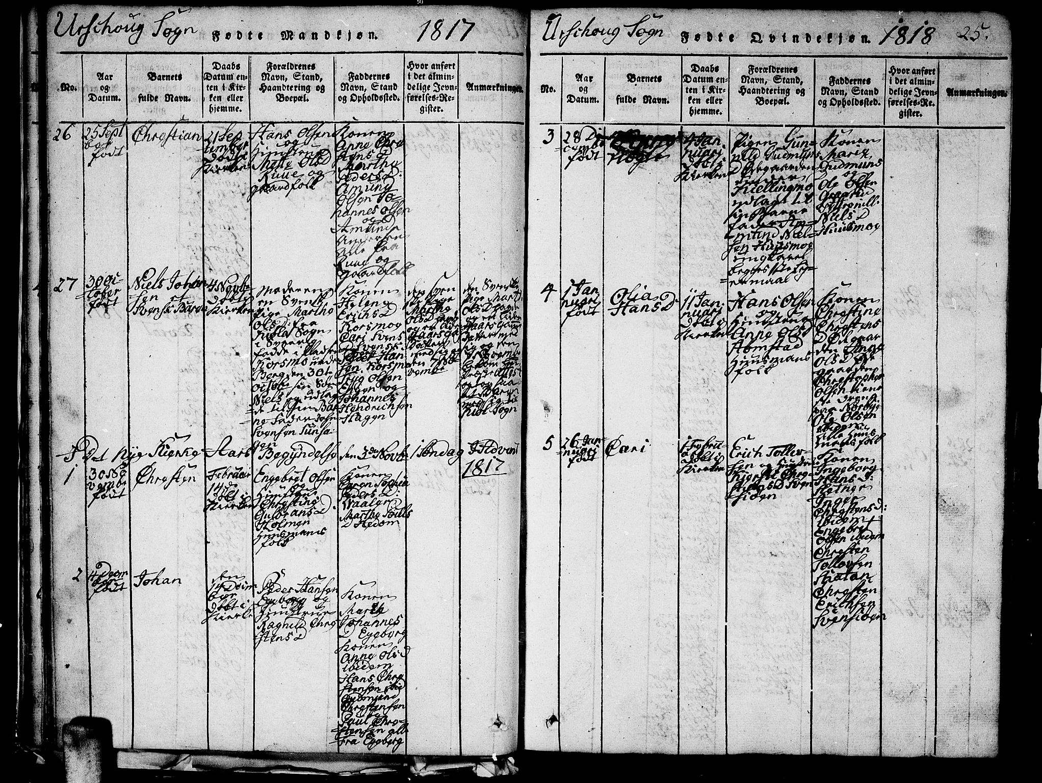 Aurskog prestekontor Kirkebøker, AV/SAO-A-10304a/G/Ga/L0001: Klokkerbok nr. I 1, 1814-1829, s. 25
