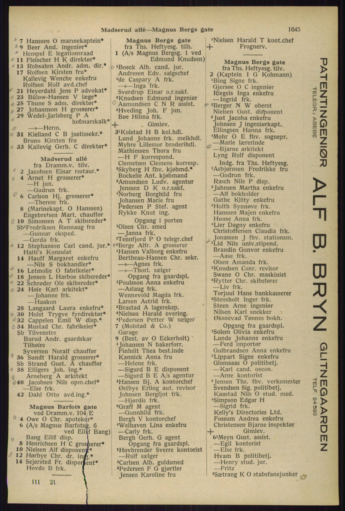 Kristiania/Oslo adressebok, PUBL/-, 1929, s. 1645