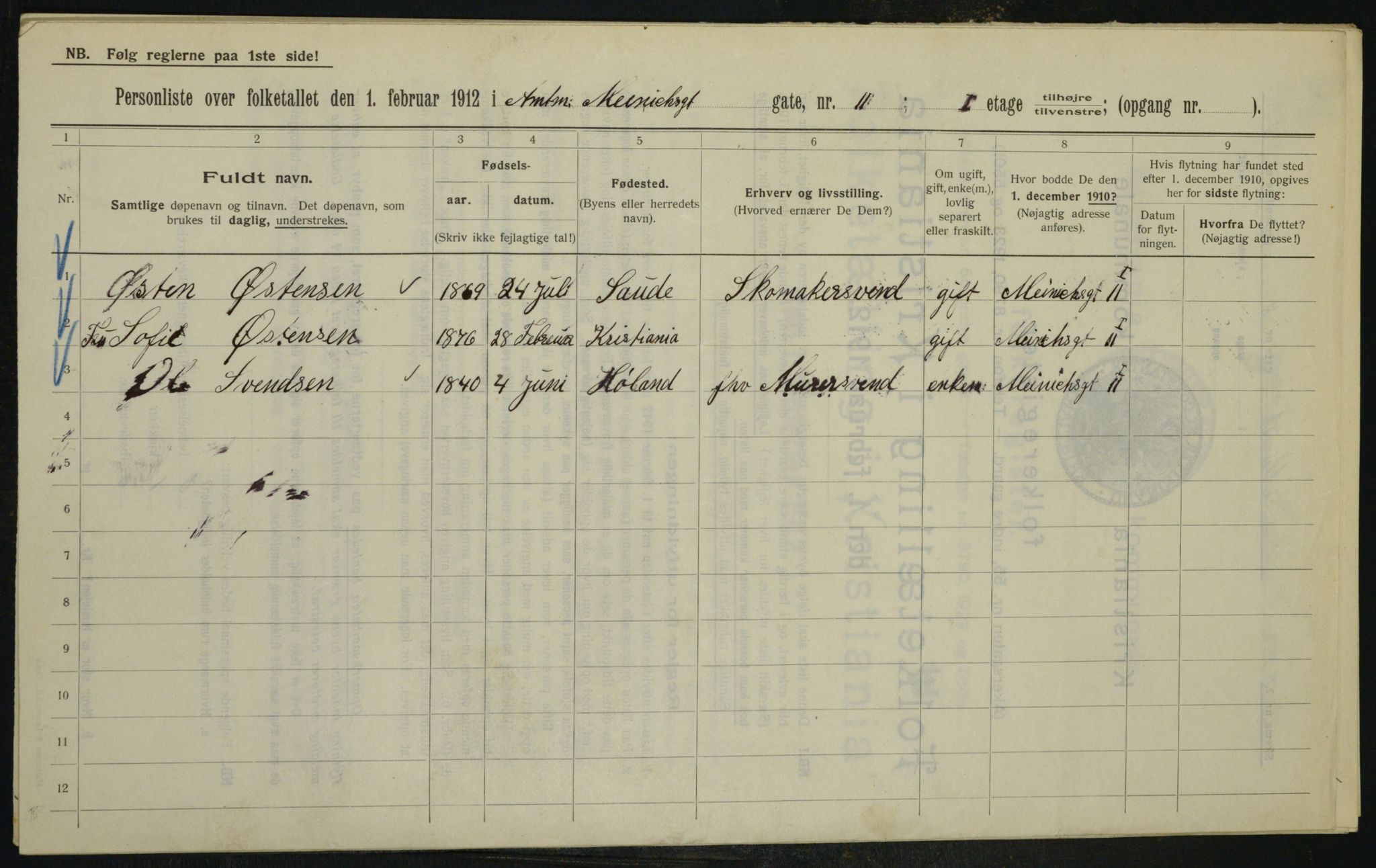 OBA, Kommunal folketelling 1.2.1912 for Kristiania, 1912, s. 65427