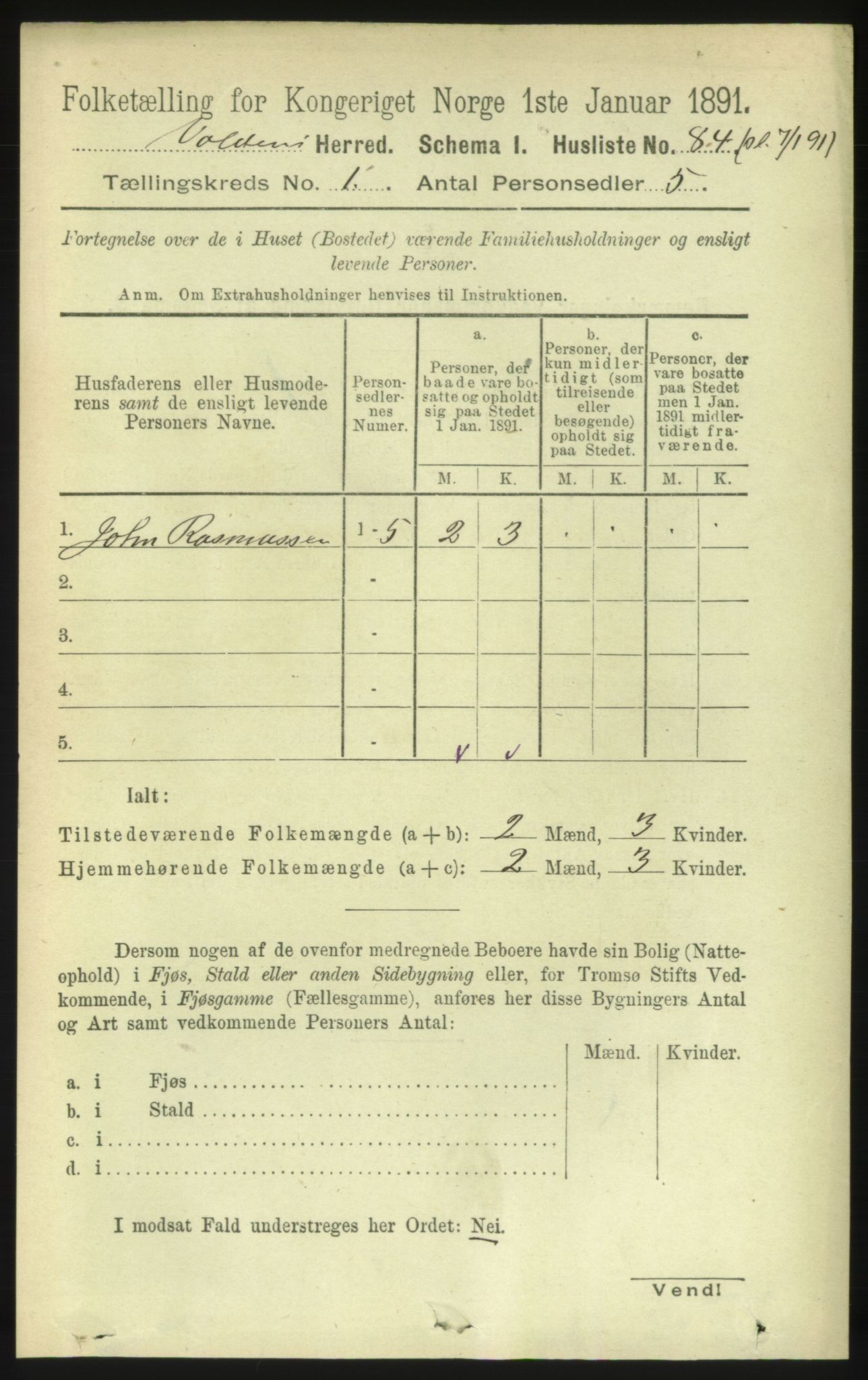 RA, Folketelling 1891 for 1519 Volda herred, 1891, s. 110