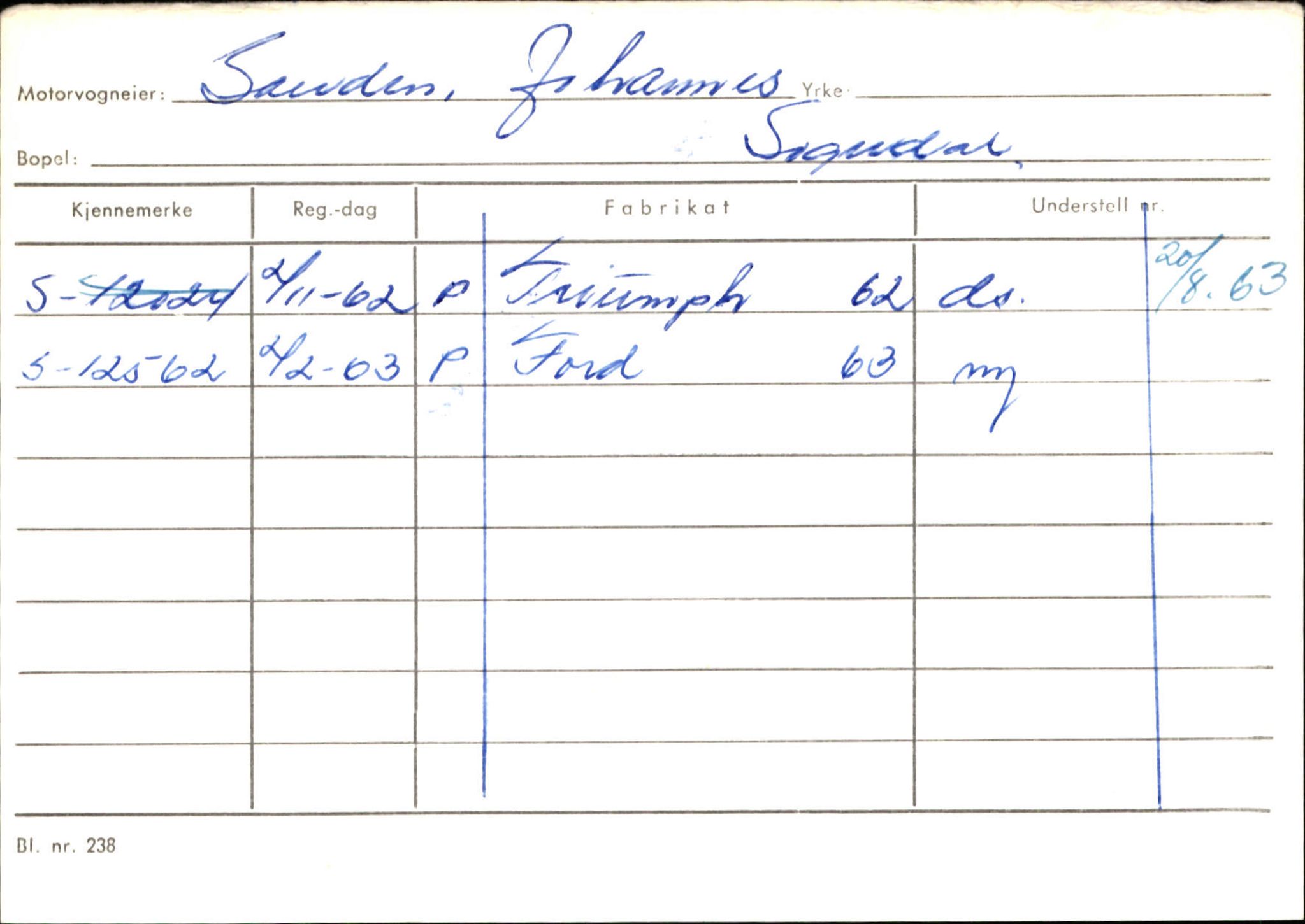 Statens vegvesen, Sogn og Fjordane vegkontor, SAB/A-5301/4/F/L0124: Eigarregister Sogndal A-U, 1945-1975, s. 2074