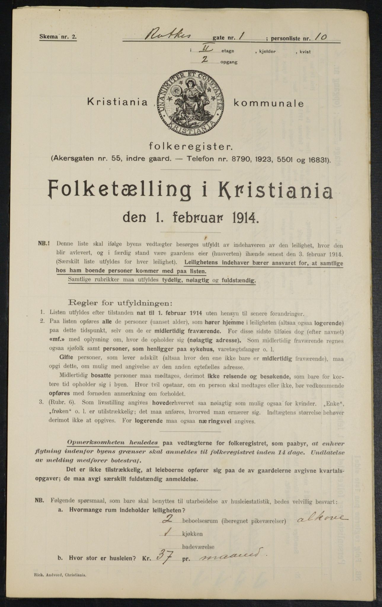 OBA, Kommunal folketelling 1.2.1914 for Kristiania, 1914, s. 81847