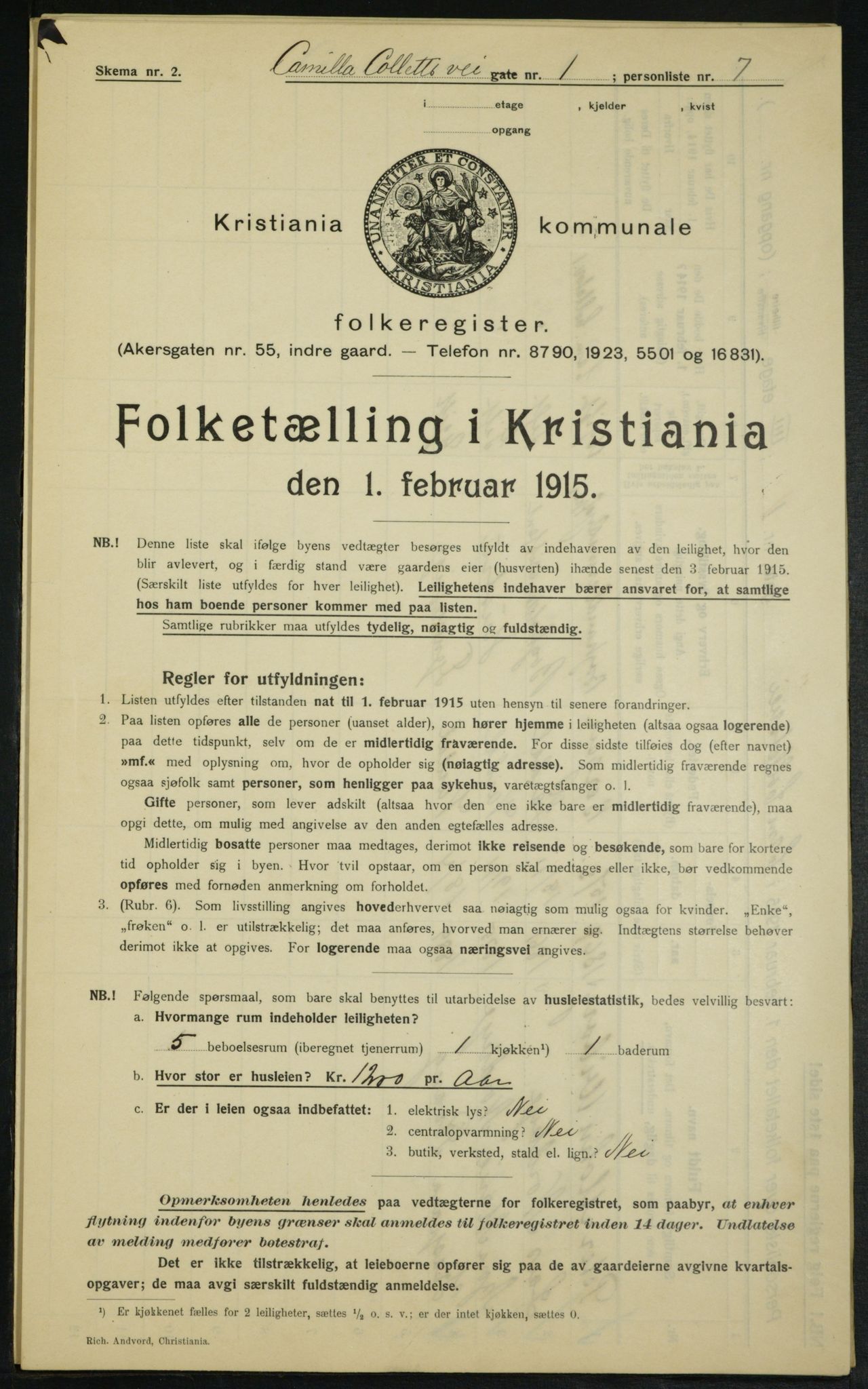 OBA, Kommunal folketelling 1.2.1915 for Kristiania, 1915, s. 11604