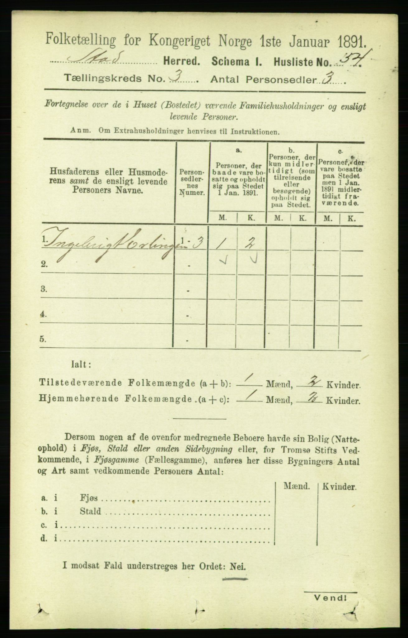 RA, Folketelling 1891 for 1734 Stod herred, 1891, s. 1313