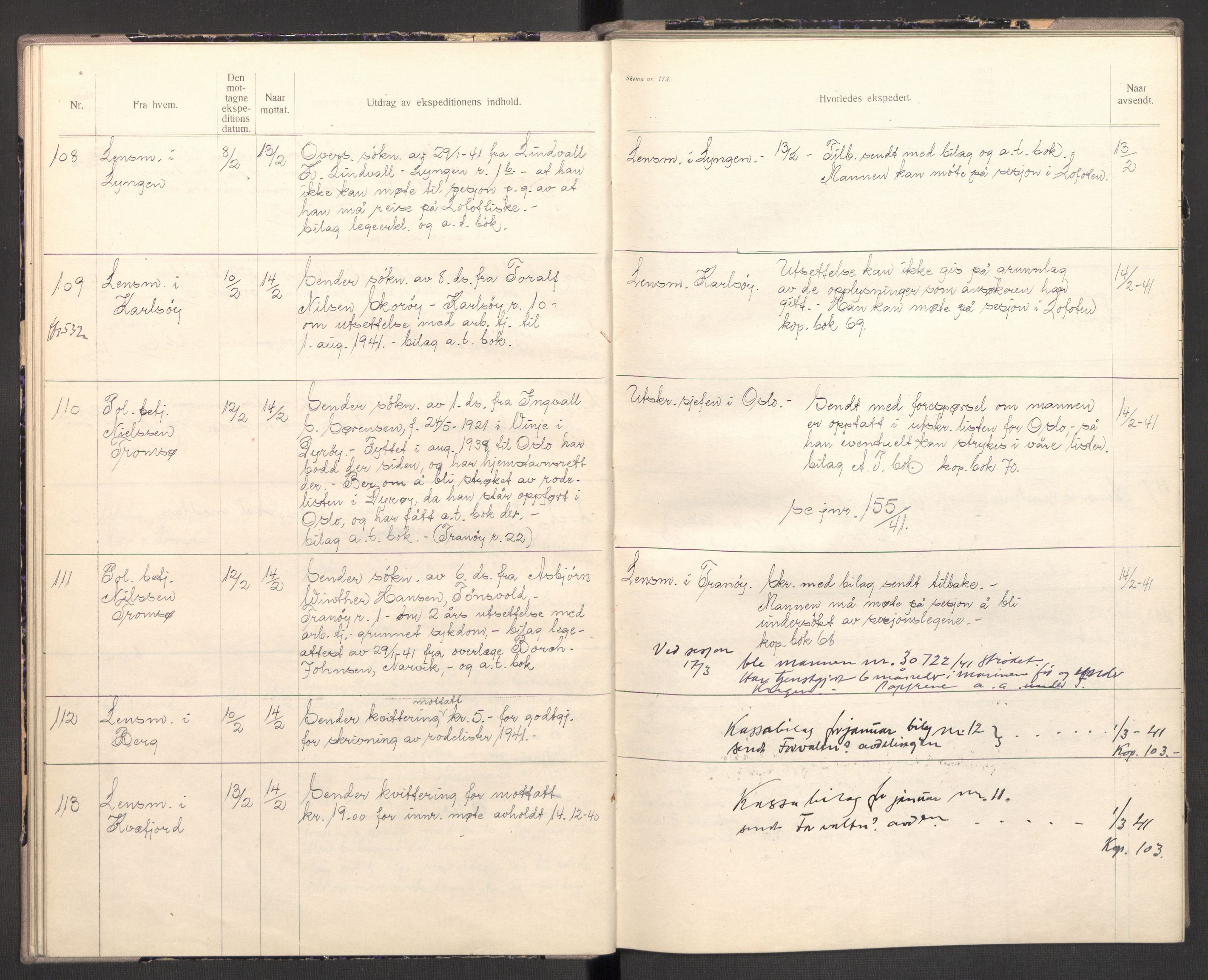 Norges arbeidstjeneste, AV/RA-S-5014/C/Ca/L0001: Journal for utskrivning Nordland og Troms, 1940-1942, s. 37