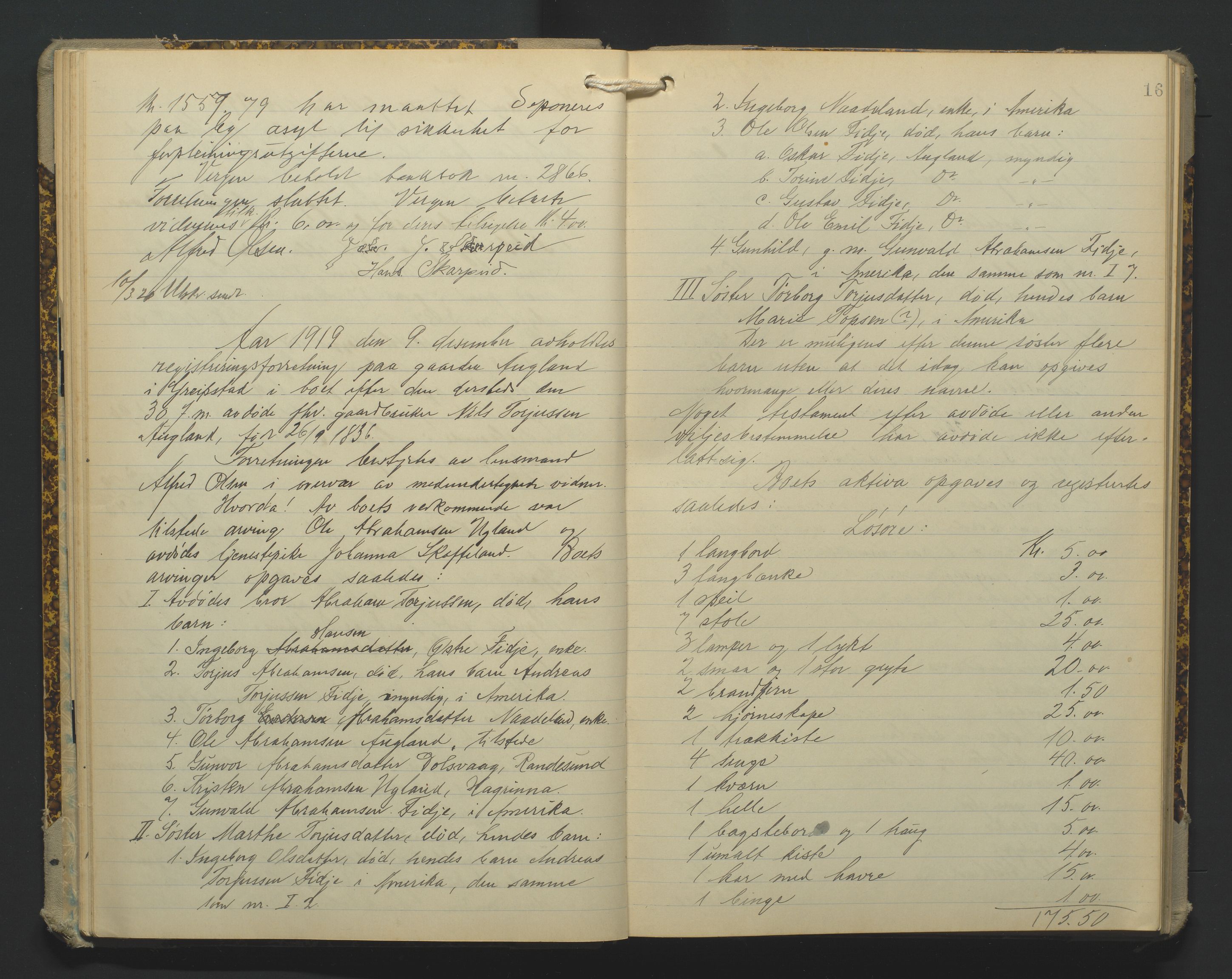 Torridal sorenskriveri, AV/SAK-1221-0012/H/Hc/L0013: Skifteregistreringsprotokoll Søgne og Greipstad lensmannsdistrikt nr. 3, 1918-1928, s. 16