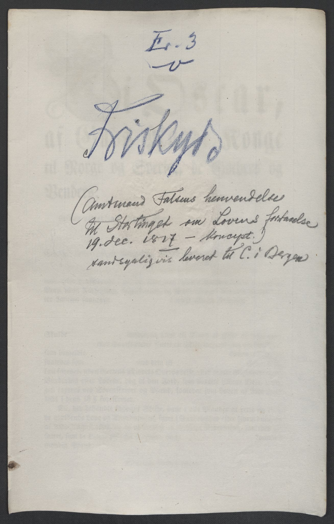 Christie, Wilhelm Frimann Koren, AV/RA-PA-0014/F/L0005: Christies dokumenter fra Stortinget, 1815-1816, s. 587