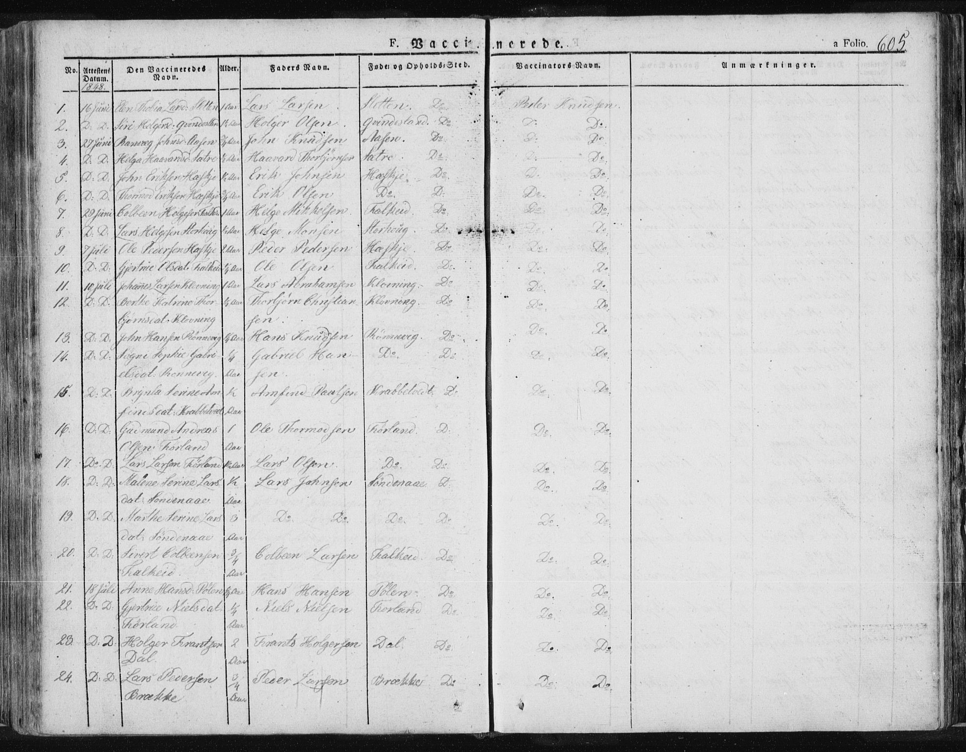 Tysvær sokneprestkontor, SAST/A -101864/H/Ha/Haa/L0001: Ministerialbok nr. A 1.2, 1831-1856, s. 605