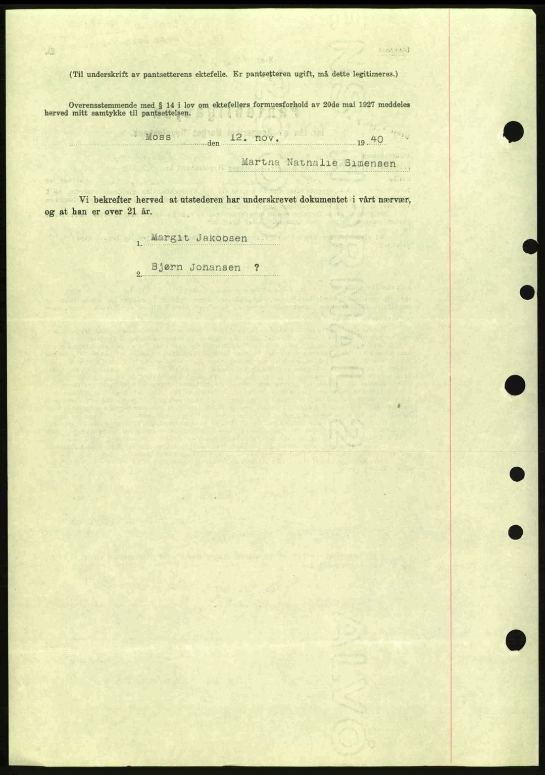 Moss sorenskriveri, AV/SAO-A-10168: Pantebok nr. B10, 1940-1941, Dagboknr: 1695/1940