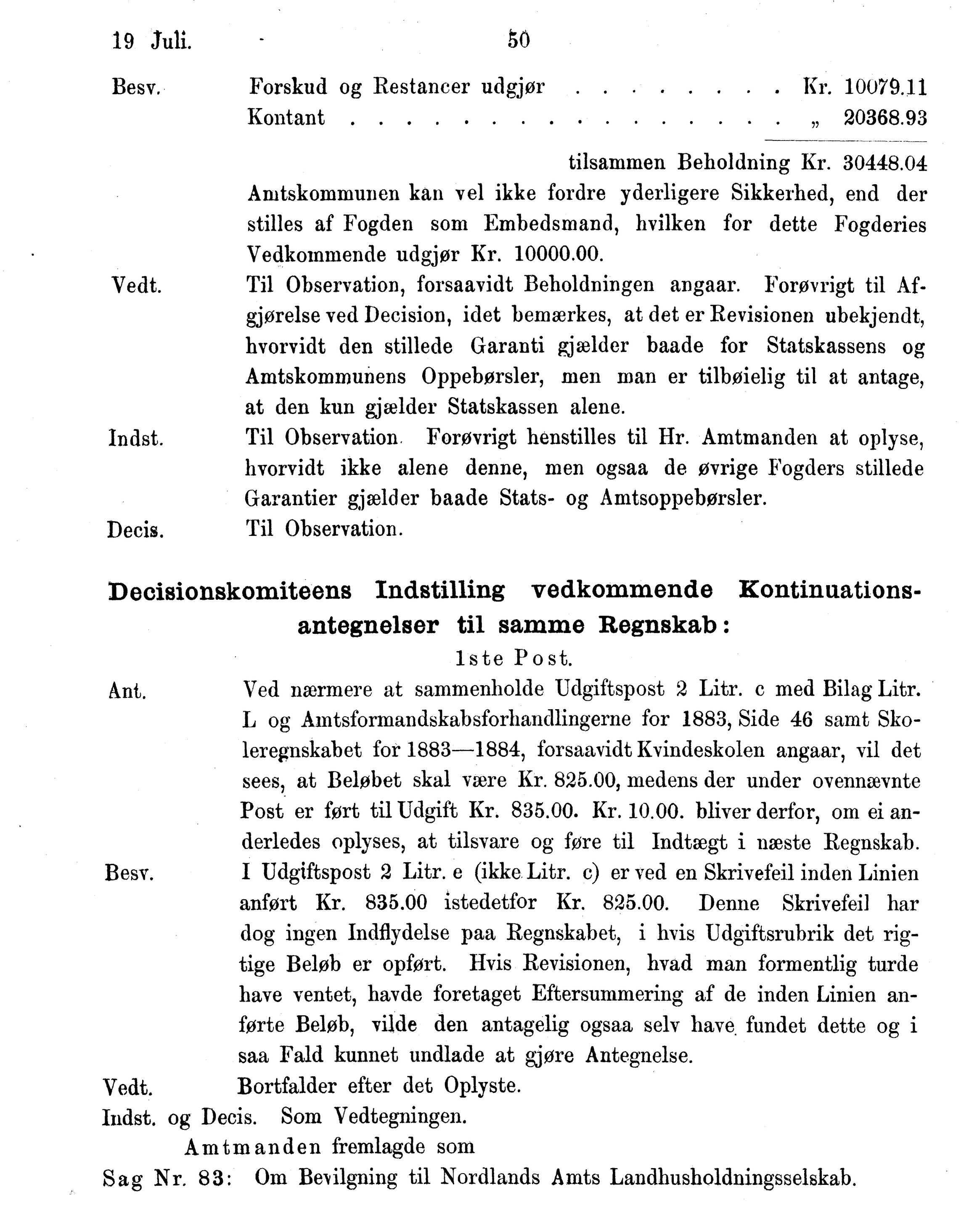 Nordland Fylkeskommune. Fylkestinget, AIN/NFK-17/176/A/Ac/L0015: Fylkestingsforhandlinger 1886-1890, 1886-1890