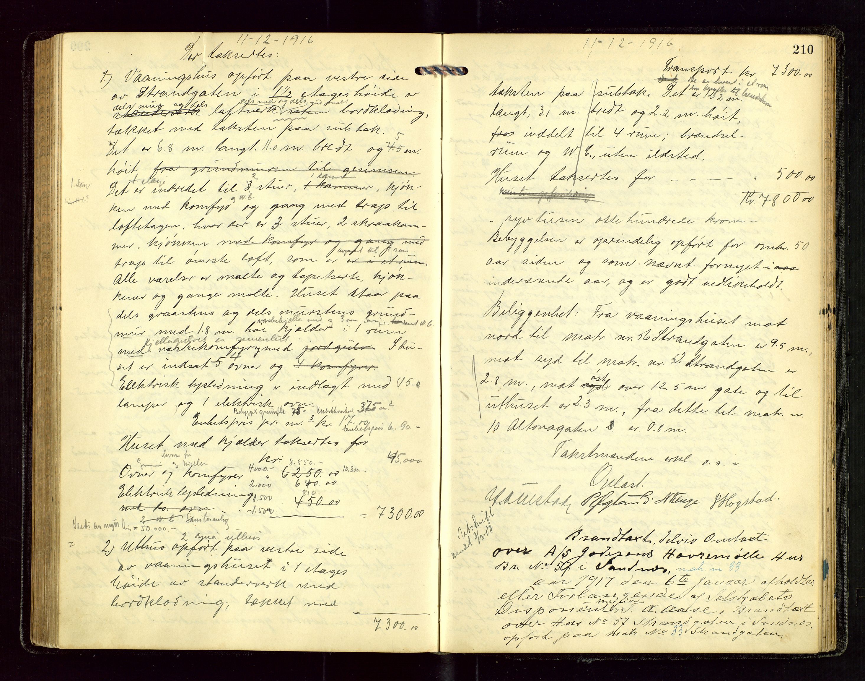 Sandnes lensmannskontor, AV/SAST-A-100167/Goa/L0001: "Brandtakstprotokol", 1913-1919, s. 209b-210a