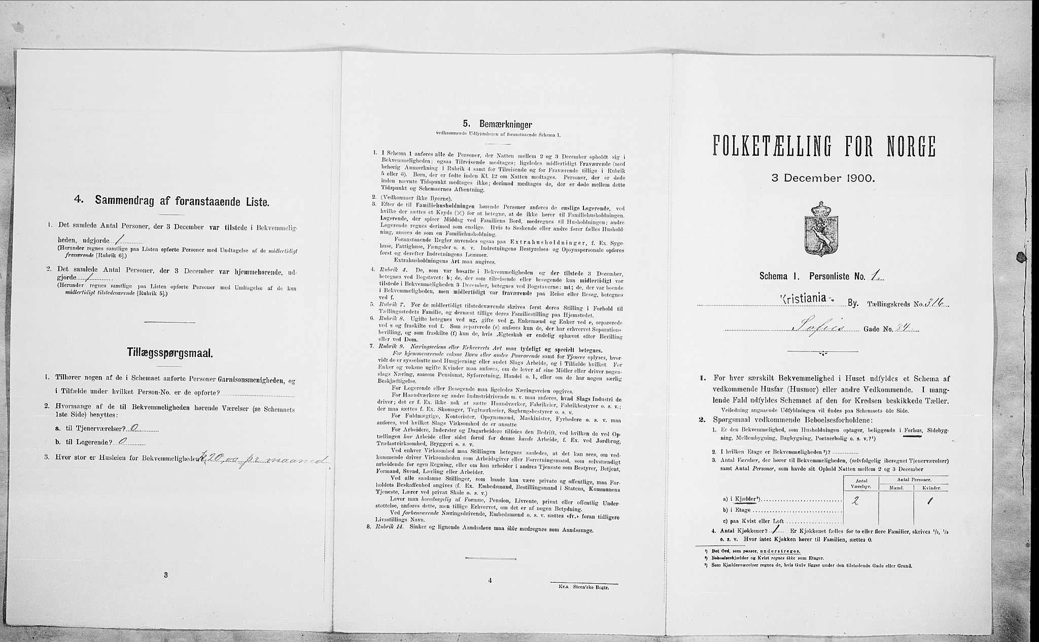 SAO, Folketelling 1900 for 0301 Kristiania kjøpstad, 1900, s. 88301