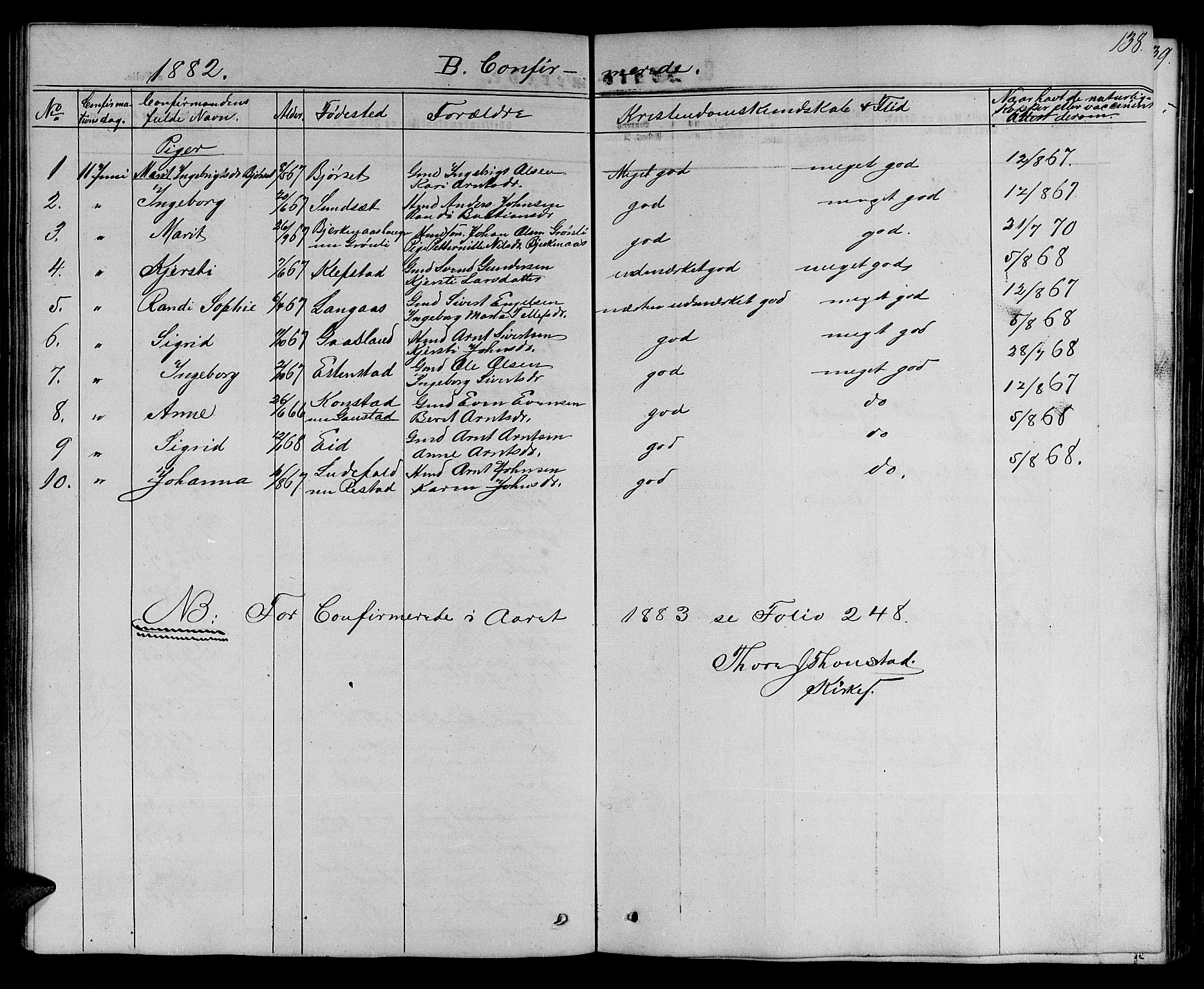 Ministerialprotokoller, klokkerbøker og fødselsregistre - Sør-Trøndelag, SAT/A-1456/694/L1131: Klokkerbok nr. 694C03, 1858-1886, s. 138