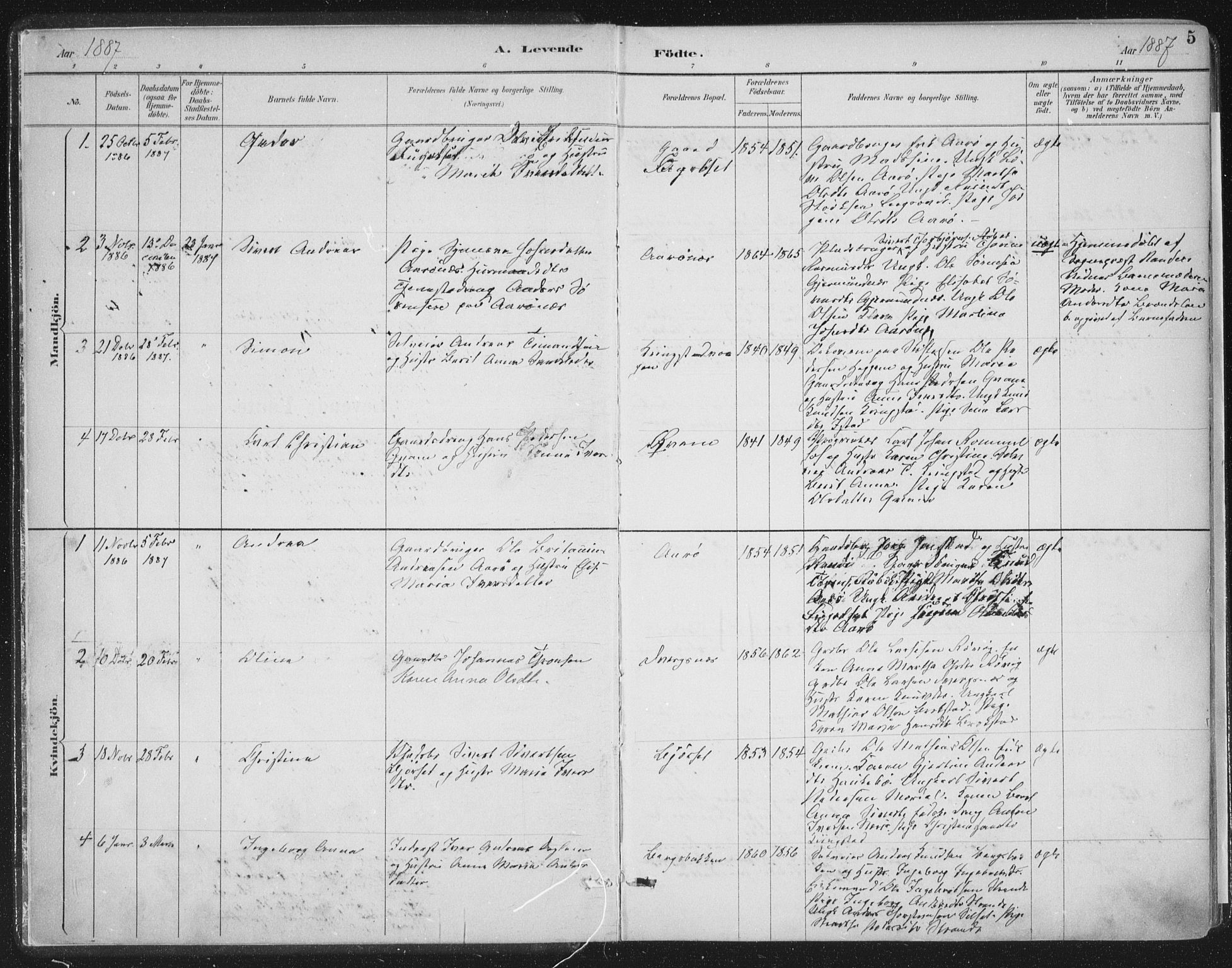 Ministerialprotokoller, klokkerbøker og fødselsregistre - Møre og Romsdal, SAT/A-1454/555/L0658: Ministerialbok nr. 555A09, 1887-1917, s. 5