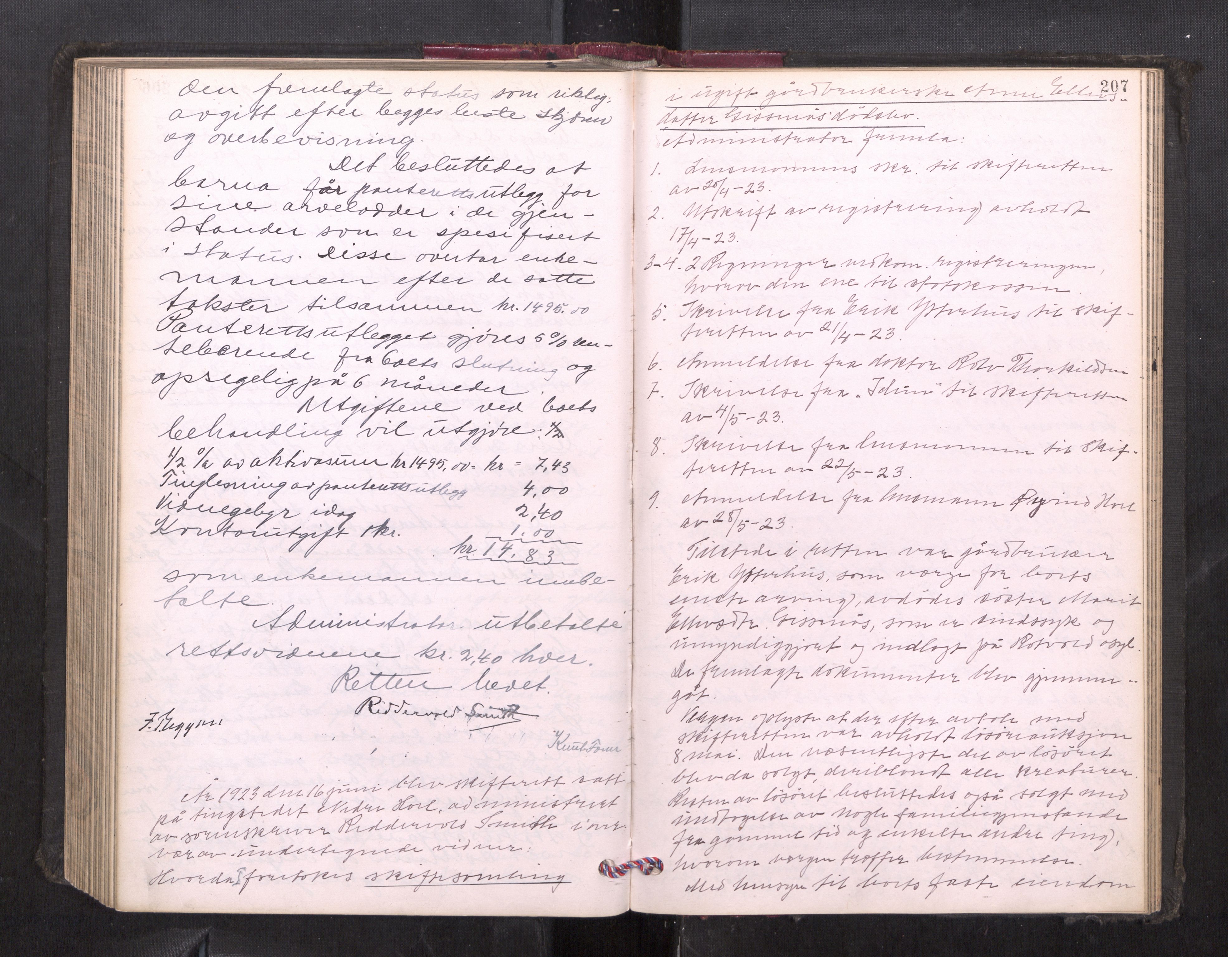 Orkdal sorenskriveri, AV/SAT-A-4169/1/3/3B/L0013: Skiftebehandlingsprotokoll, 1914-1925, s. 206b-207a