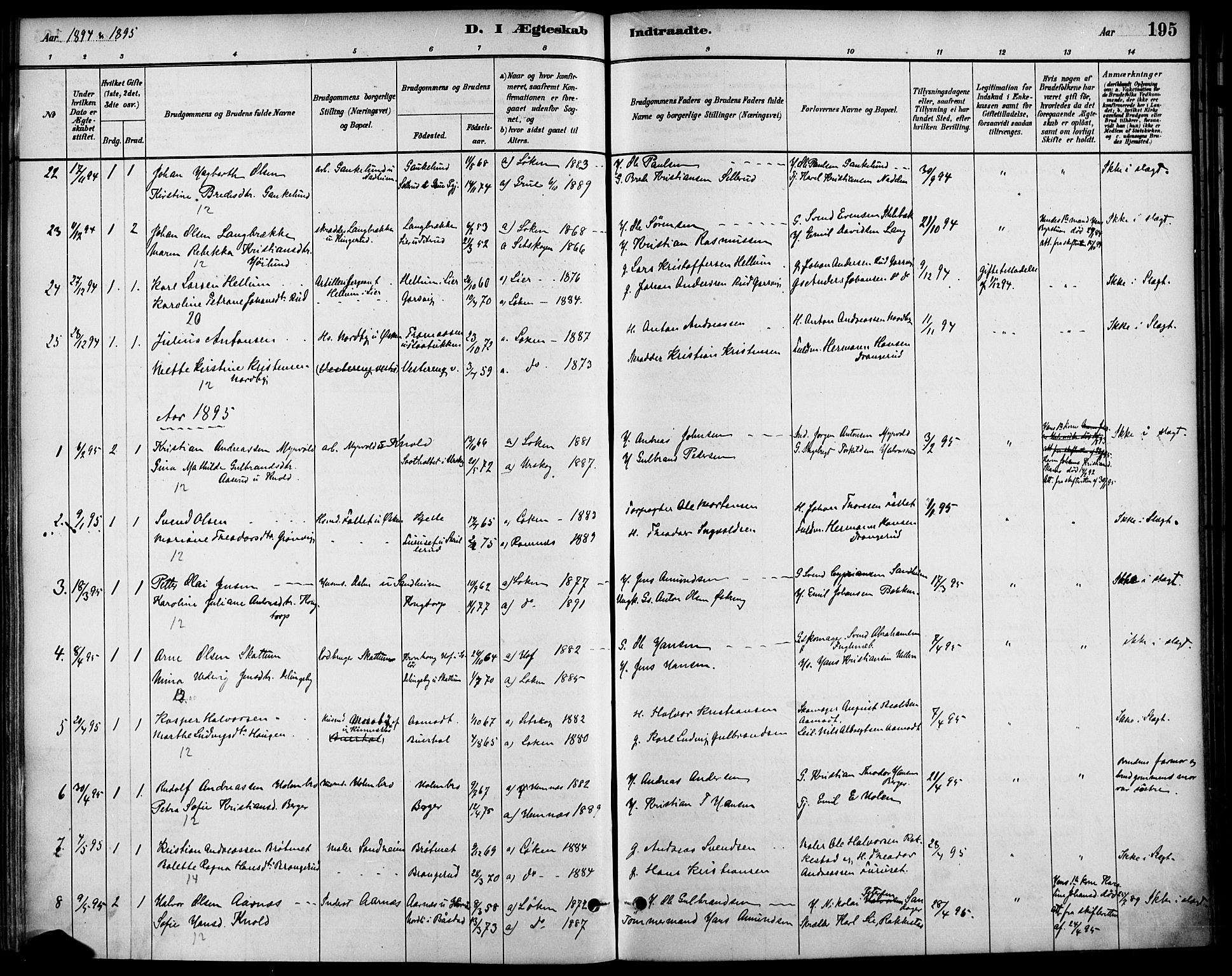 Høland prestekontor Kirkebøker, AV/SAO-A-10346a/F/Fa/L0013: Ministerialbok nr. I 13, 1880-1897, s. 195