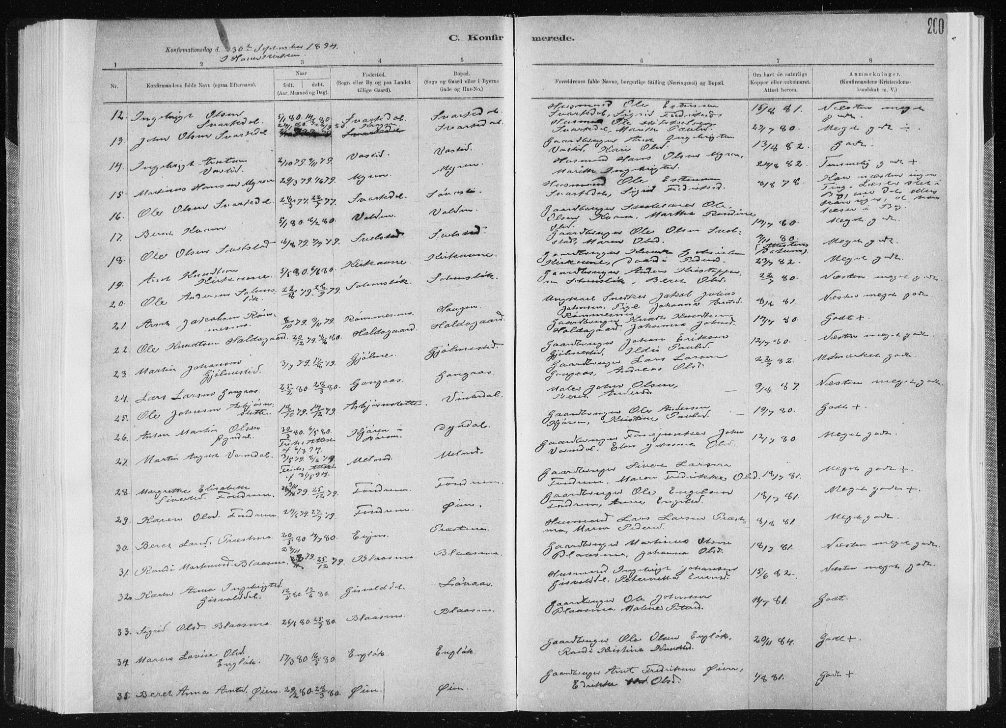 Ministerialprotokoller, klokkerbøker og fødselsregistre - Sør-Trøndelag, SAT/A-1456/668/L0818: Klokkerbok nr. 668C07, 1885-1898, s. 200
