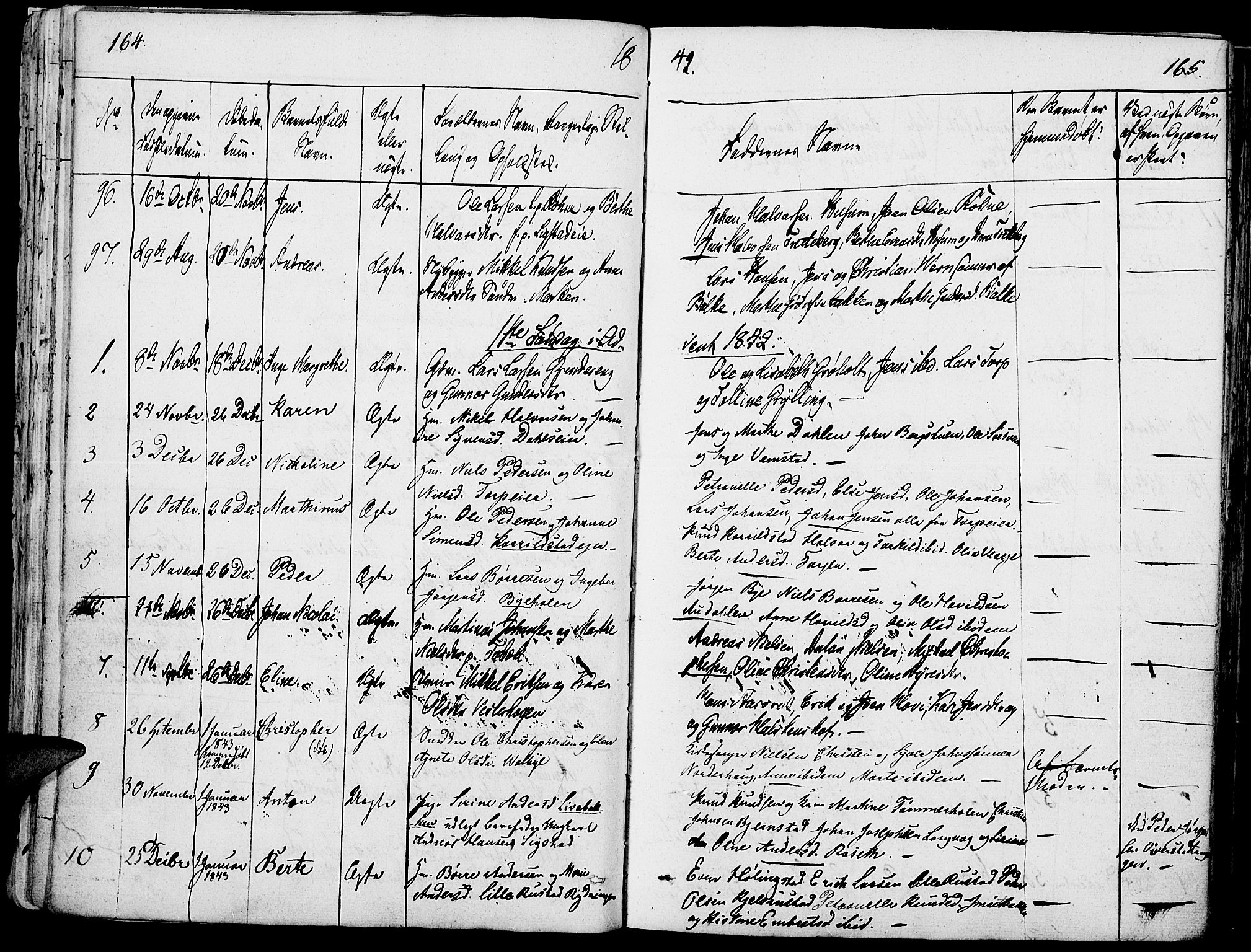 Løten prestekontor, AV/SAH-PREST-022/K/Ka/L0006: Ministerialbok nr. 6, 1832-1849, s. 164-165