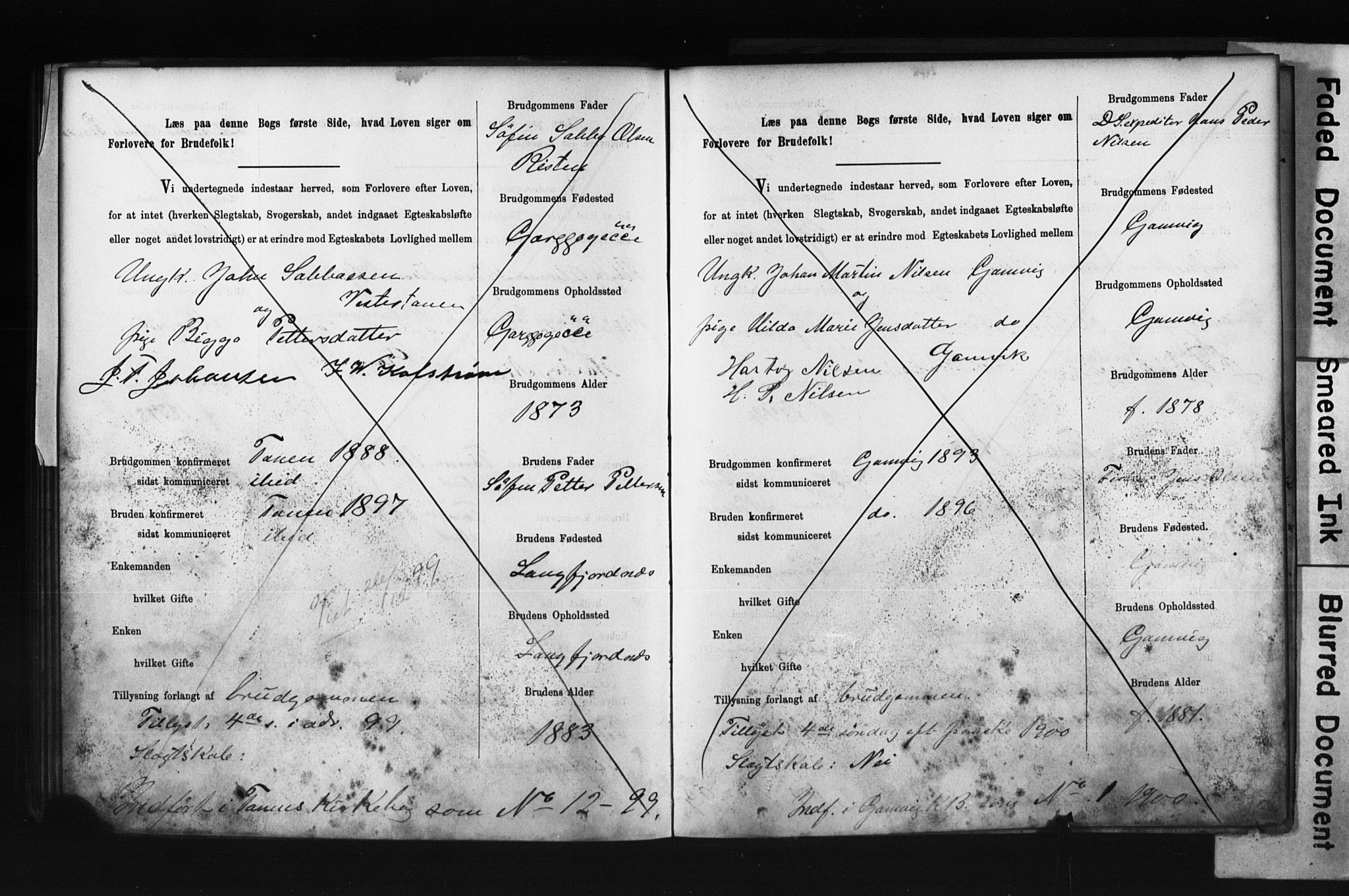 Tana sokneprestkontor, AV/SATØ-S-1334/I/Ib/L0037/0002: Lysningsprotokoll nr. 37.2, 1891-1903