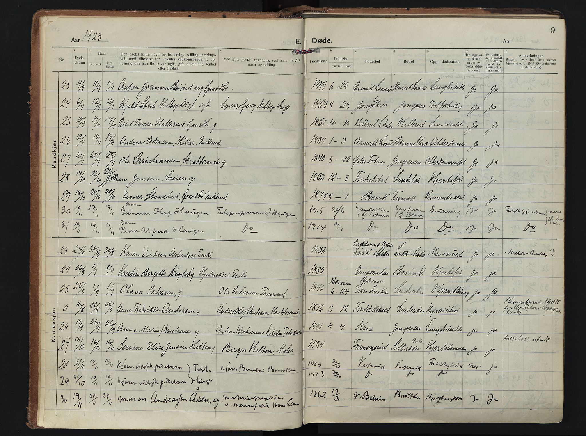 Vestre Bærum prestekontor Kirkebøker, AV/SAO-A-10209a/F/Fa/L0005: Ministerialbok nr. 5, 1922-1962, s. 9